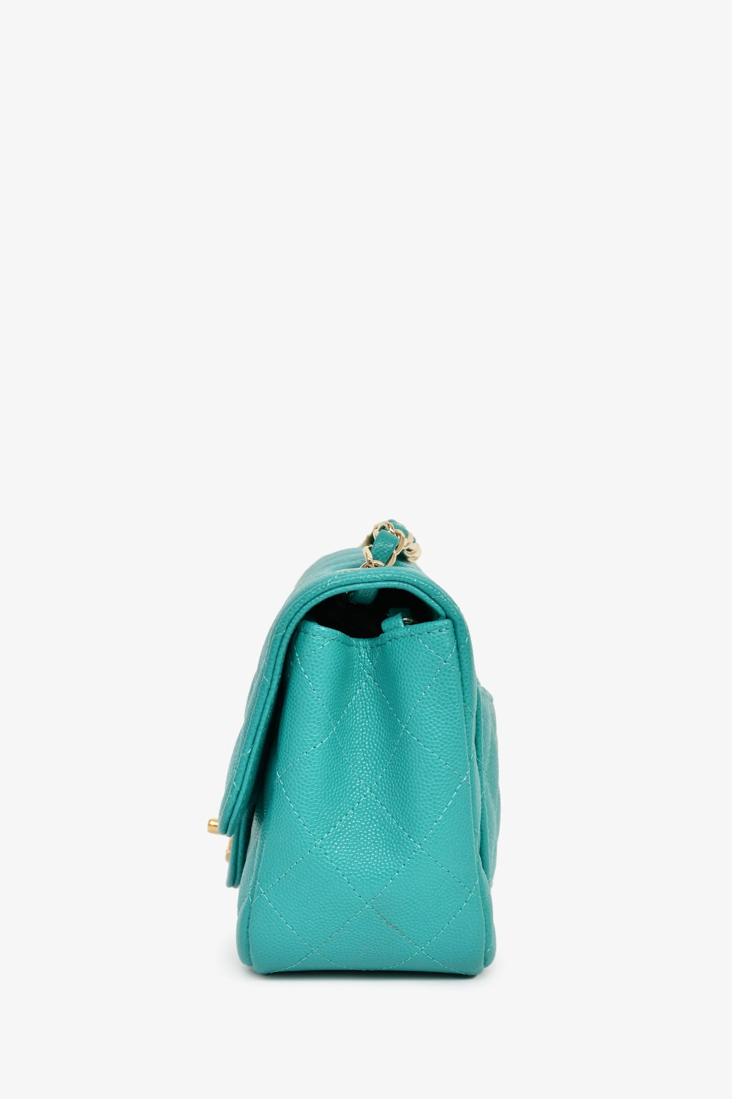 Pre-Loved Chanel™ 2016/2017 Teal Caviar Leather Quilted Mini Square Flap Bag - Image 4
