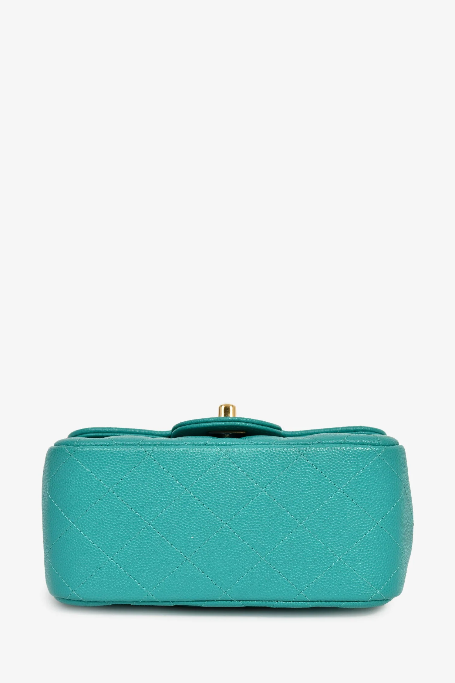 Pre-Loved Chanel™ 2016/2017 Teal Caviar Leather Quilted Mini Square Flap Bag - Image 5