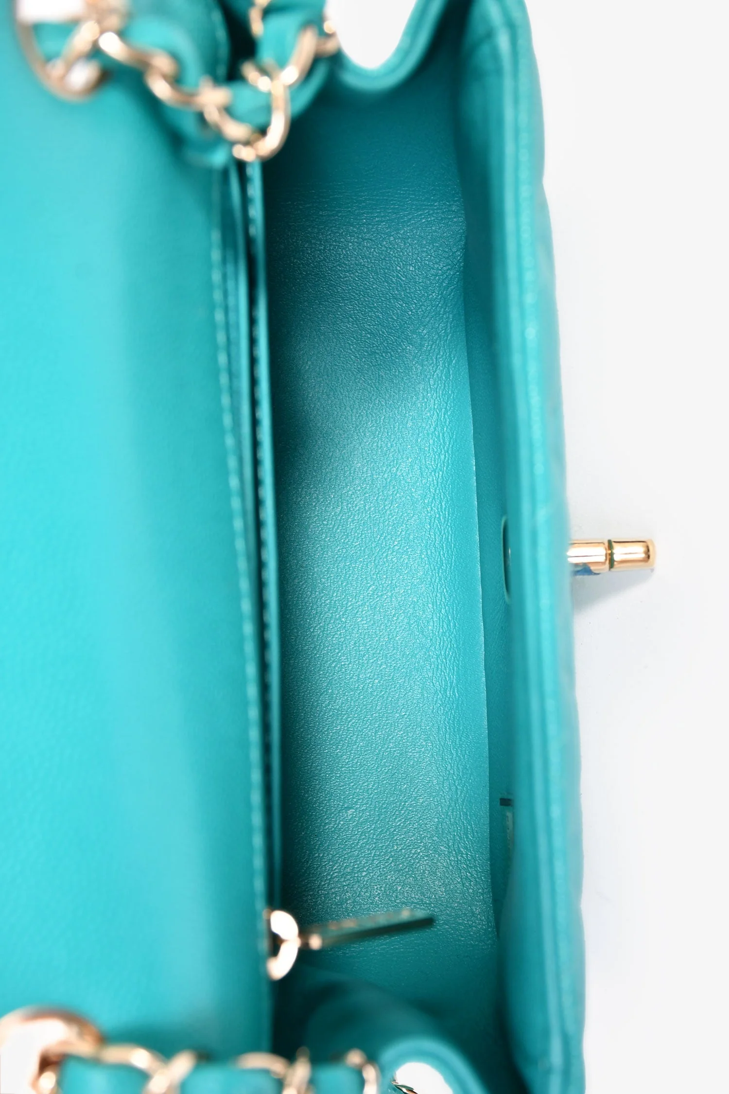 Pre-Loved Chanel™ 2016/2017 Teal Caviar Leather Quilted Mini Square Flap Bag - Image 6