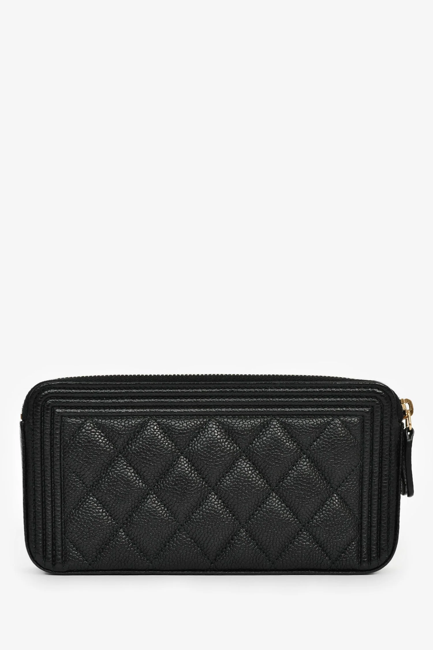 Pre-Loved Chanel™ 2016 Black Caviar Boy Double Zip Wallet On Chain - Image 2