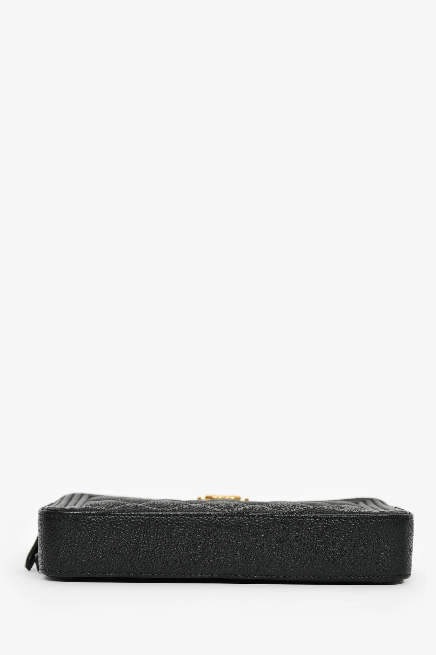 Pre-Loved Chanel™ 2016 Black Caviar Boy Double Zip Wallet On Chain - Image 5