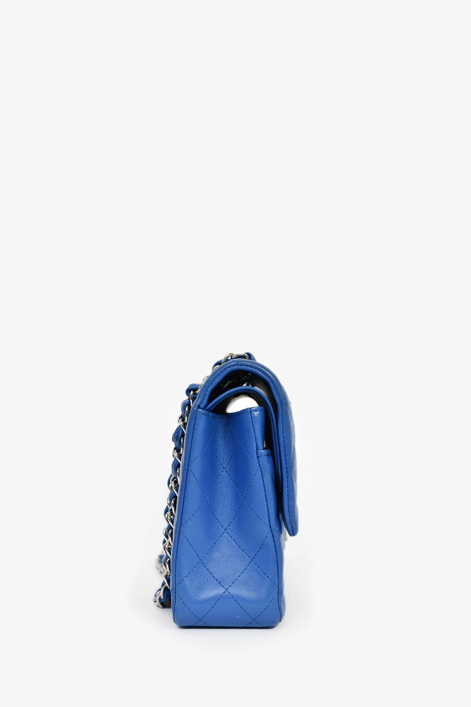 Pre-Loved Chanel™ 2016 Cobalt Blue Lambskin Medium Double Flap Shoulder Bag SHW - Image 3