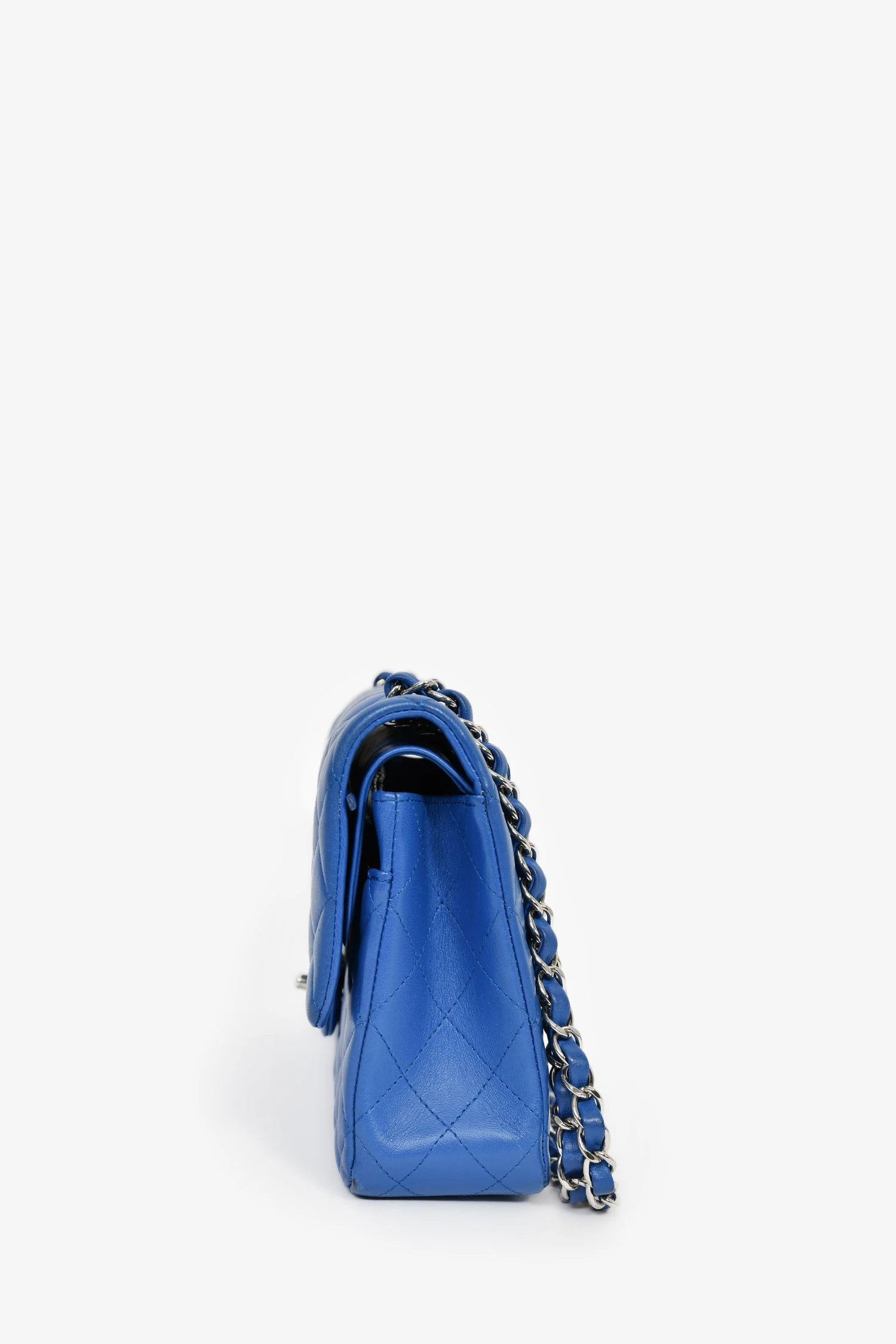 Pre-Loved Chanel™ 2016 Cobalt Blue Lambskin Medium Double Flap Shoulder Bag SHW - Image 4