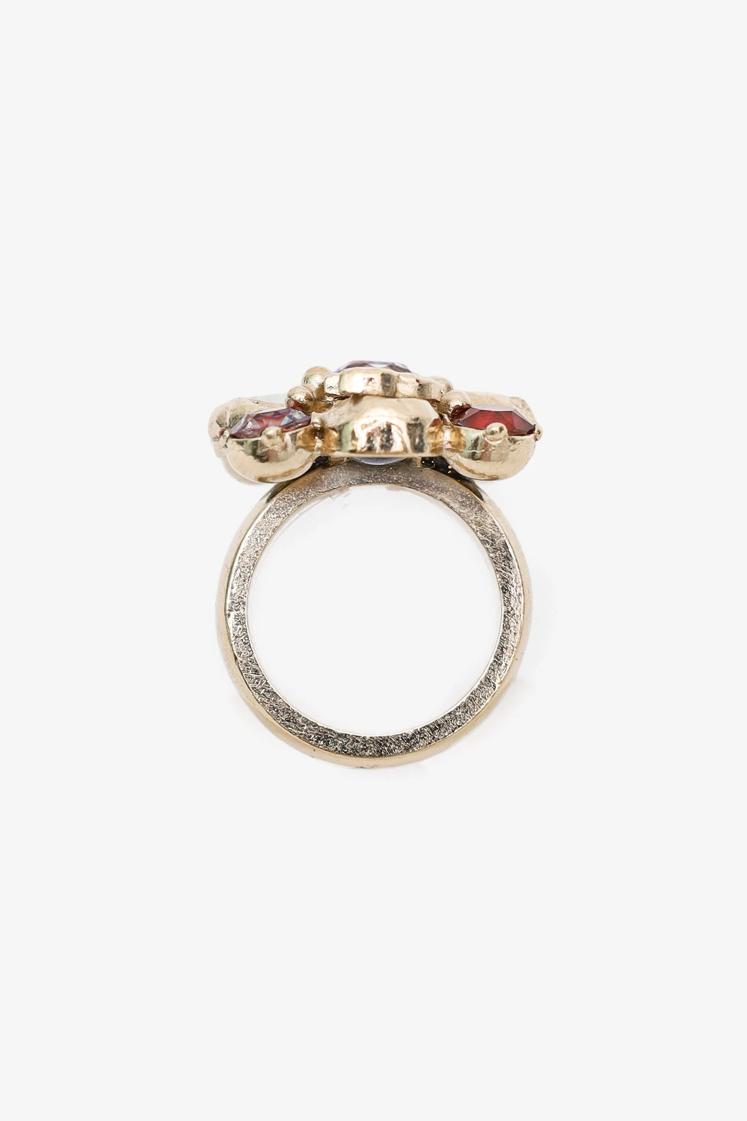 Pre-Loved Chanel™ 2016 Gold Tone Crystal Pearl CC Ring - Image 4