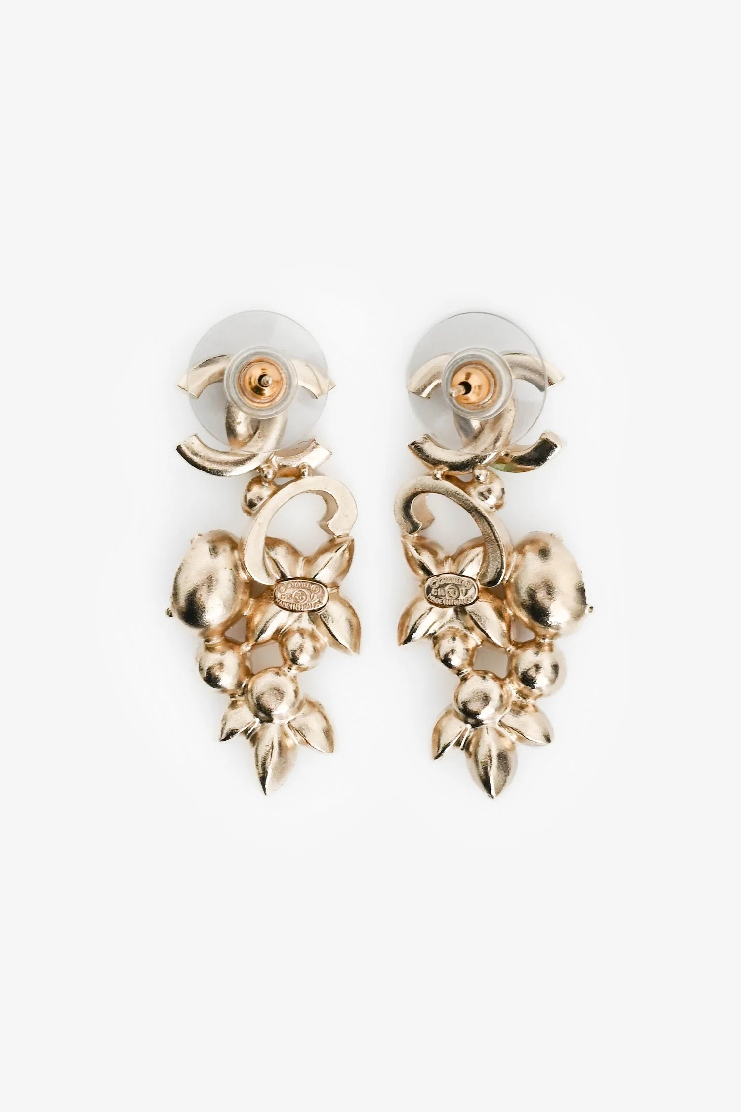 Pre-Loved Chanel™ 2016 Gold Tone Multicolour Strass CC Logo Drop Earrings - Image 2