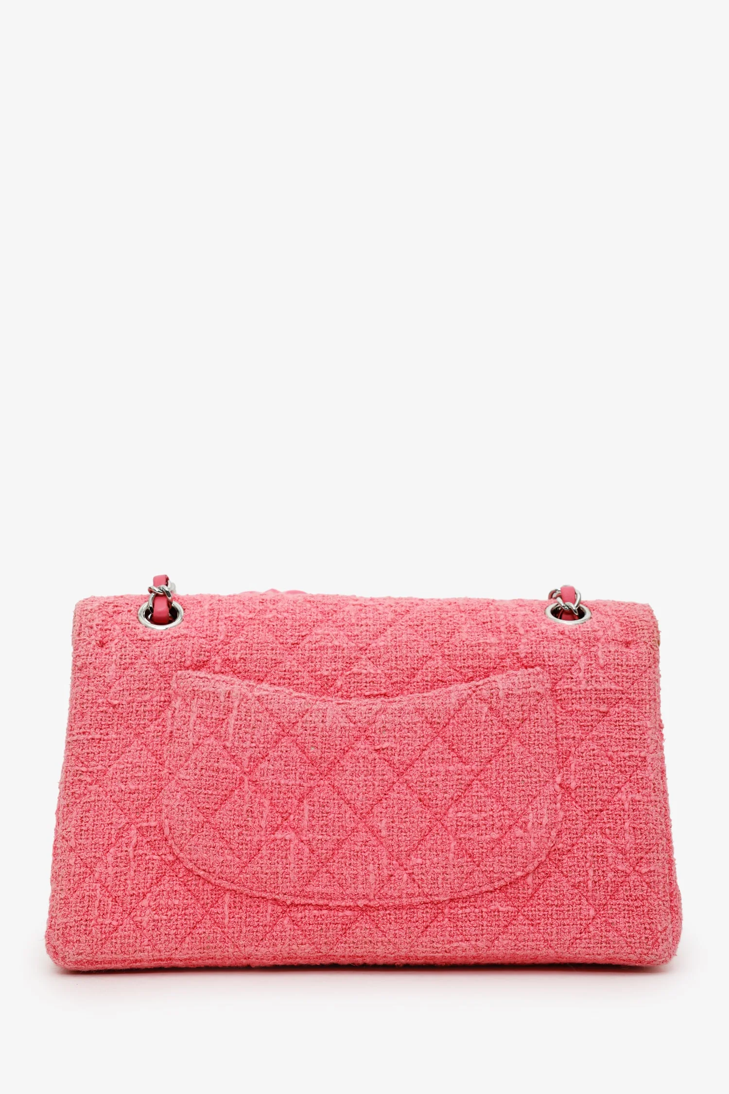 Pre-Loved Chanel™ 2016 Pink Tweed Flower Classic Double Medium Flap Bag - Image 2