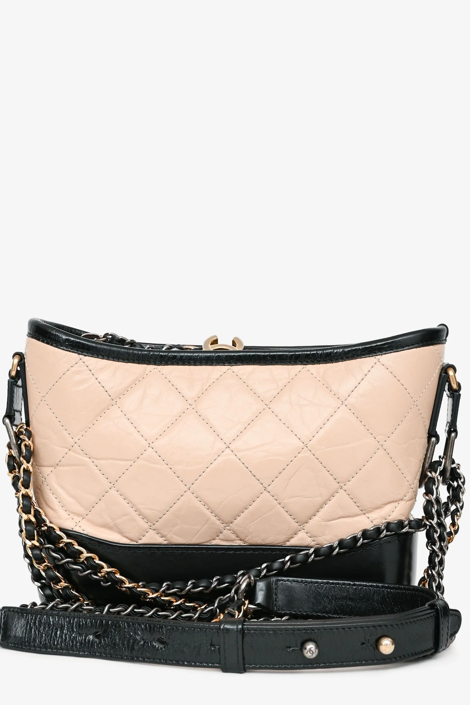Pre-Loved Chanel™ 2017-18 Beige/Black Leather Small Gabrielle Chain Bag - Image 2