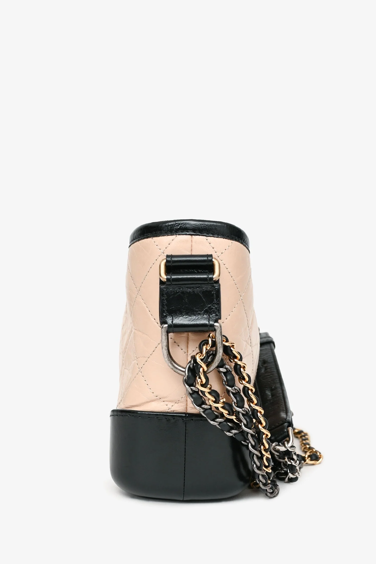 Pre-Loved Chanel™ 2017-18 Beige/Black Leather Small Gabrielle Chain Bag - Image 4