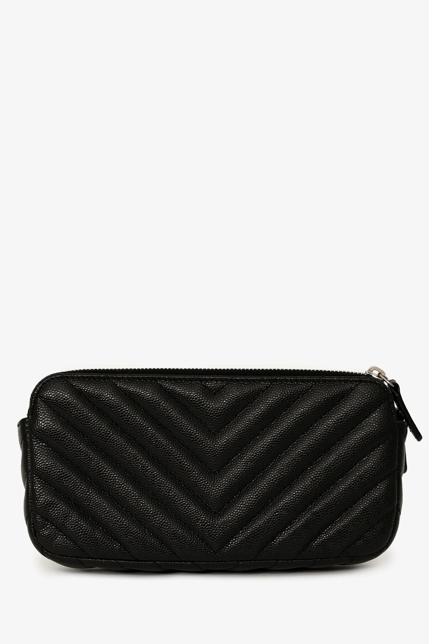 Pre-Loved Chanel™ 2017/18 Black Caviar Chevron Double Zip Wallet On Chain - Image 2