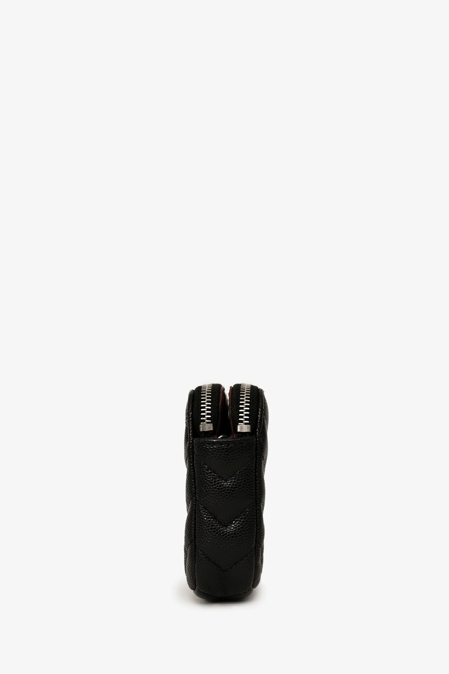 Pre-Loved Chanel™ 2017/18 Black Caviar Chevron Double Zip Wallet On Chain - Image 3
