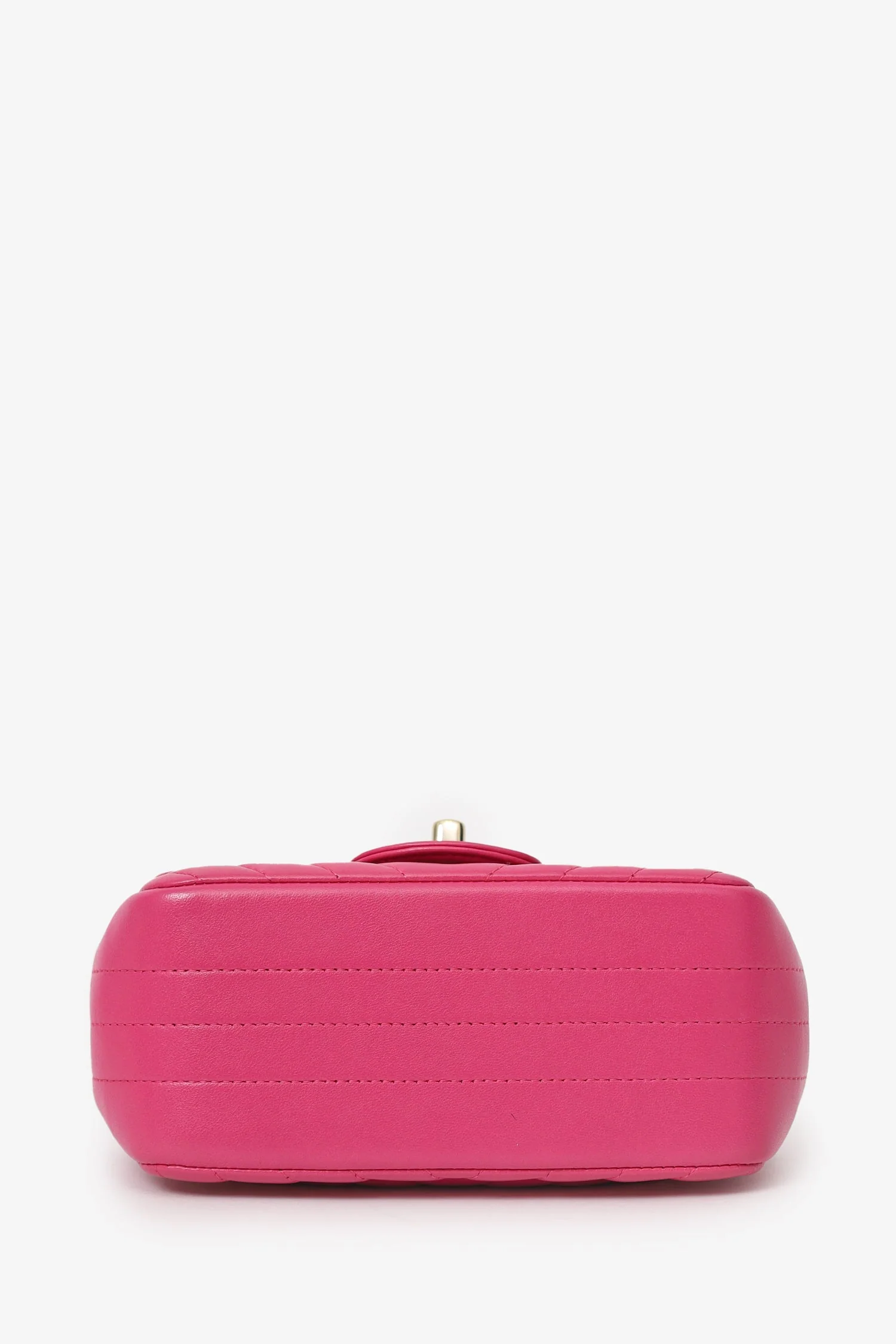 Pre-Loved Chanel™ 2017/18 Pink Leather Chevron Mini Square Flap Bag - Image 6