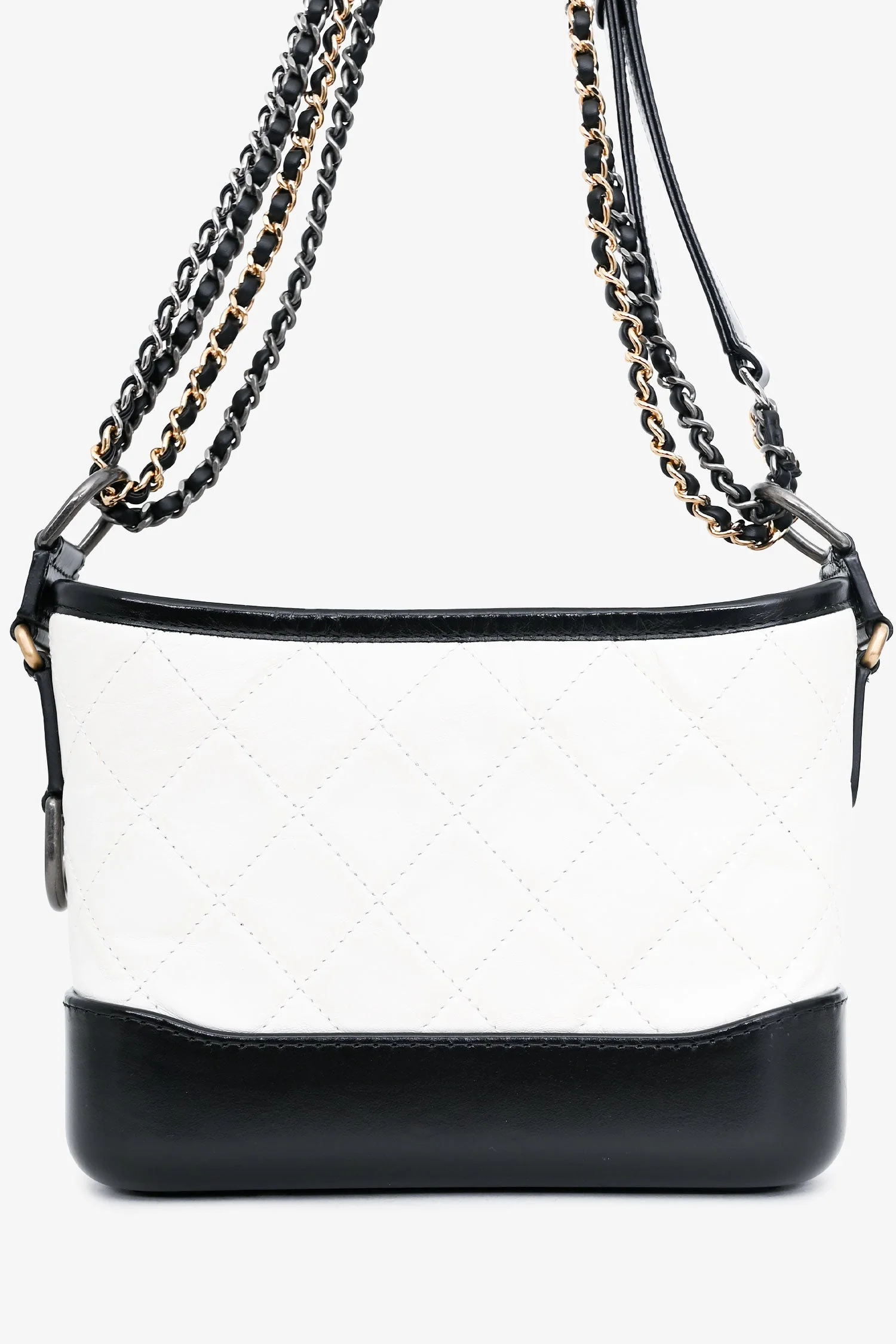 Pre-Loved Chanel™ 2017-18 White/Black Lambskin Small Gabrielle Chain Bag - Image 2