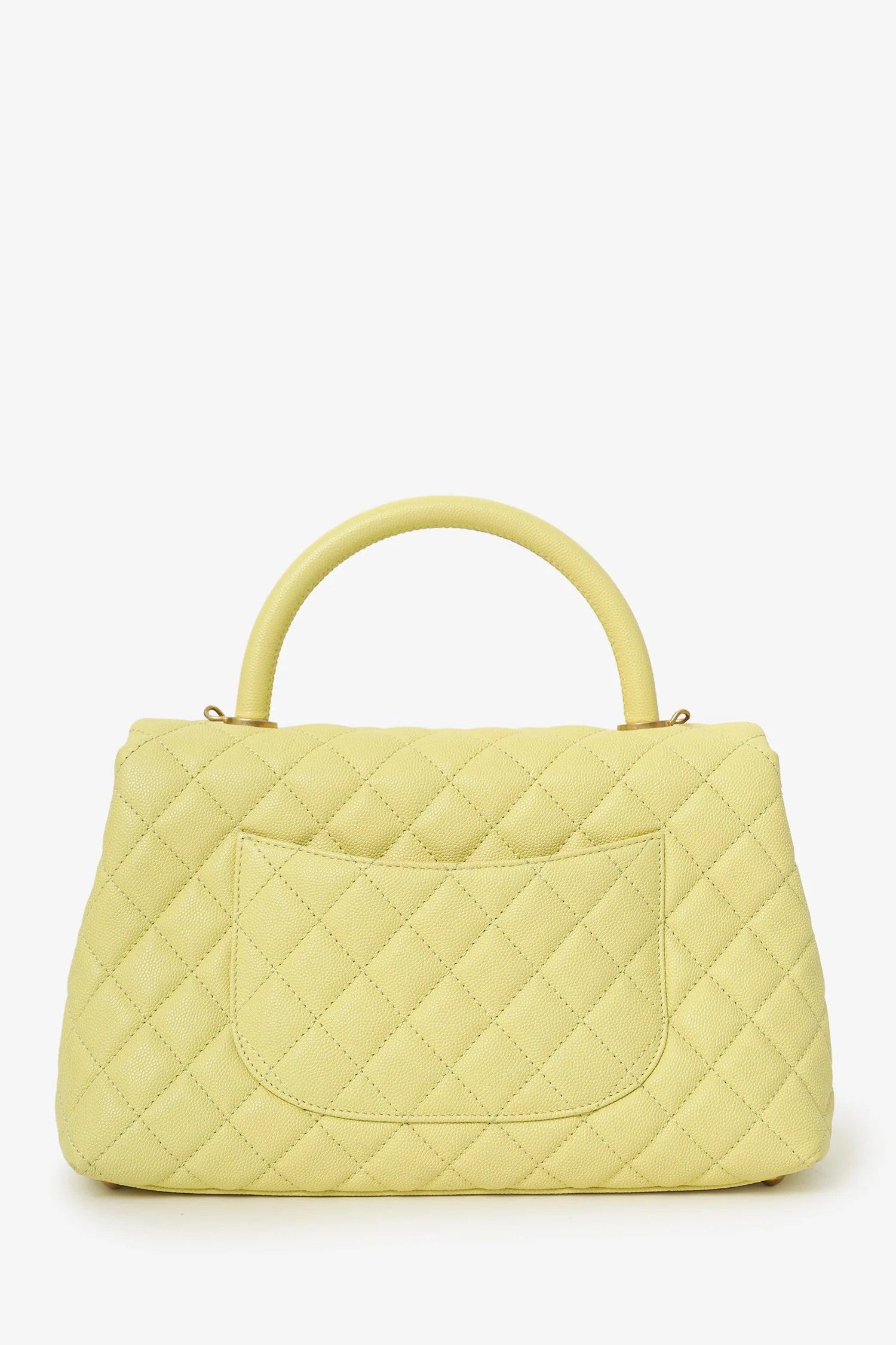Chanel™ 2017-18 Yellow Caviar Leather Medium 'Coco' Top Handle With Strap - Image 2