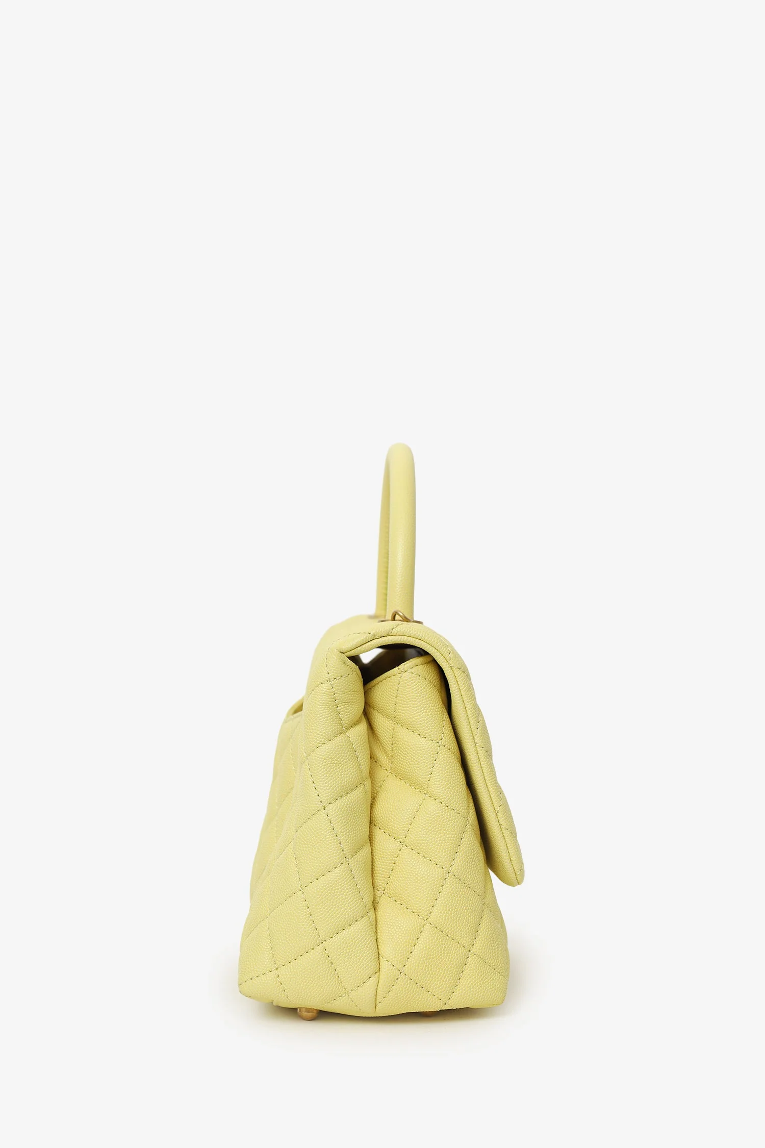 Chanel™ 2017-18 Yellow Caviar Leather Medium 'Coco' Top Handle With Strap - Image 3