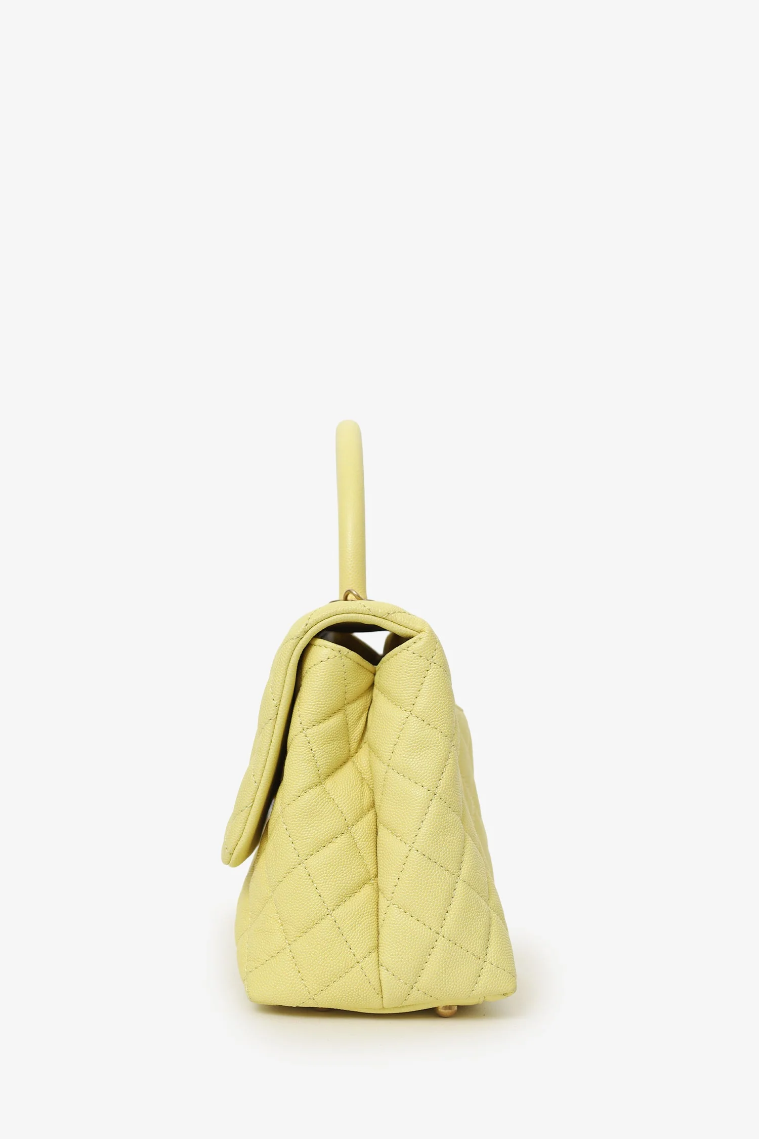 Chanel™ 2017-18 Yellow Caviar Leather Medium 'Coco' Top Handle With Strap - Image 4