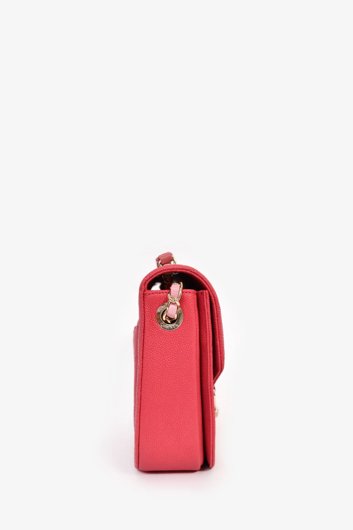 Pre-Loved Chanel™ 2017/2018 Two Tone Pink Caviar Leather 'Paris-Cuba' Thread Around Flap Bag - Image 3