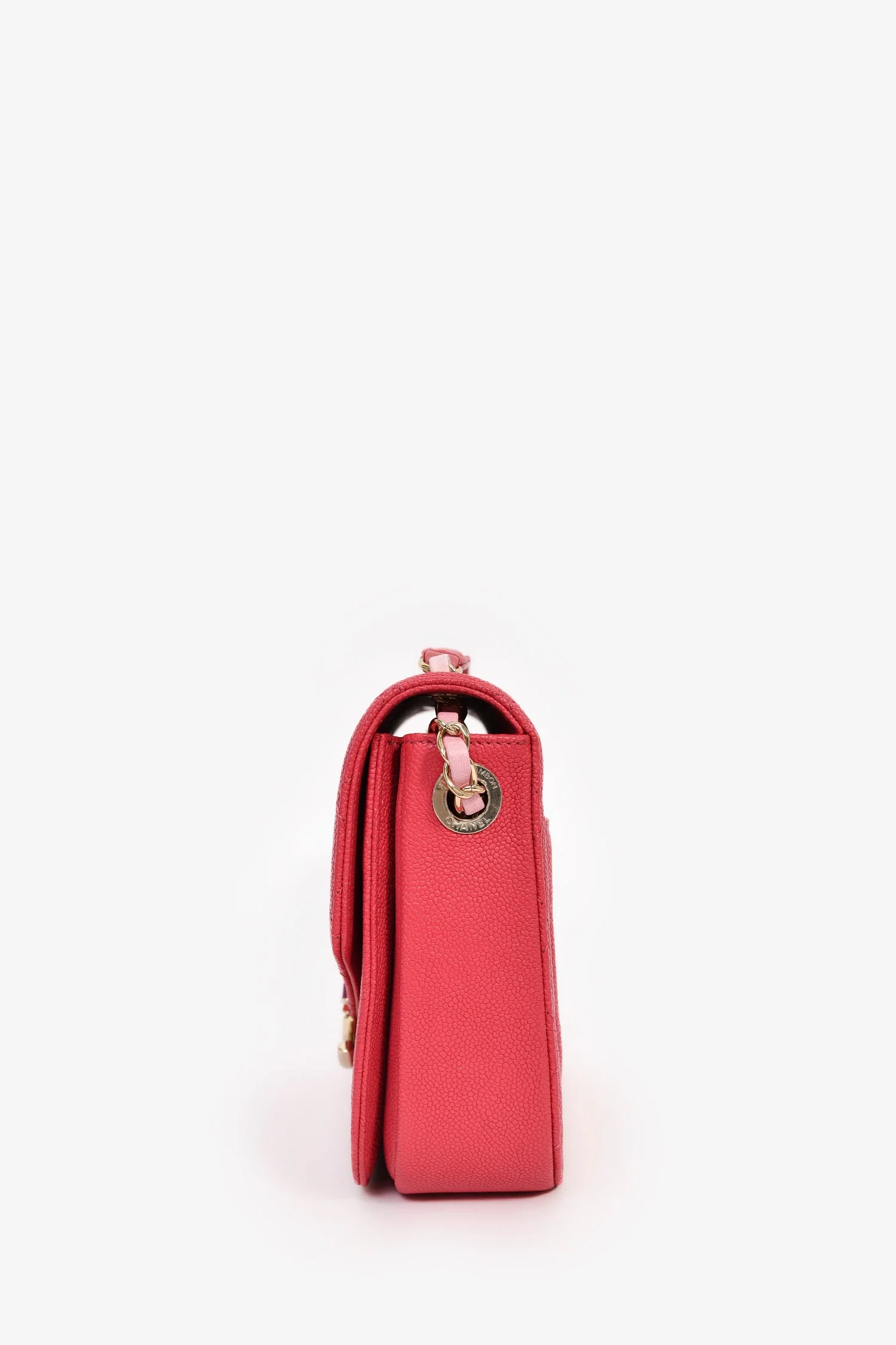 Pre-Loved Chanel™ 2017/2018 Two Tone Pink Caviar Leather 'Paris-Cuba' Thread Around Flap Bag - Image 4
