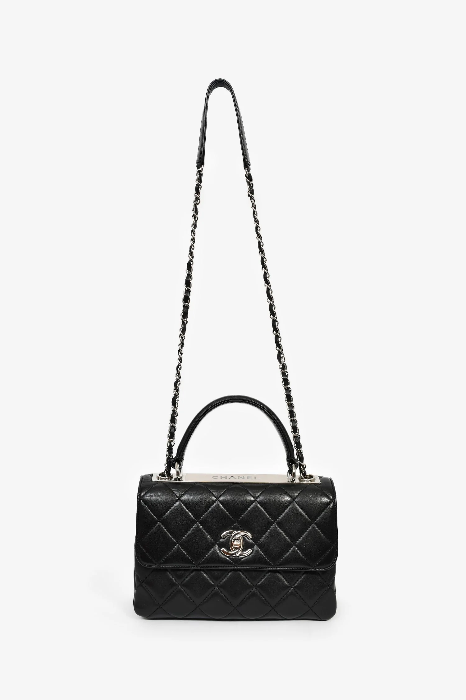 Pre-Loved Chanel™ 2017 Black Lambskin Leather Trendy Top Handle Bag - Image 8