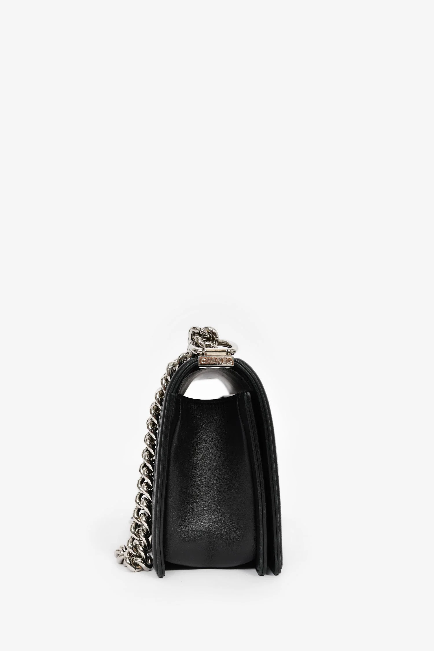 Pre-loved Chanel™ 2017 Black Leather Tweed Medium Boy Bag - Image 3