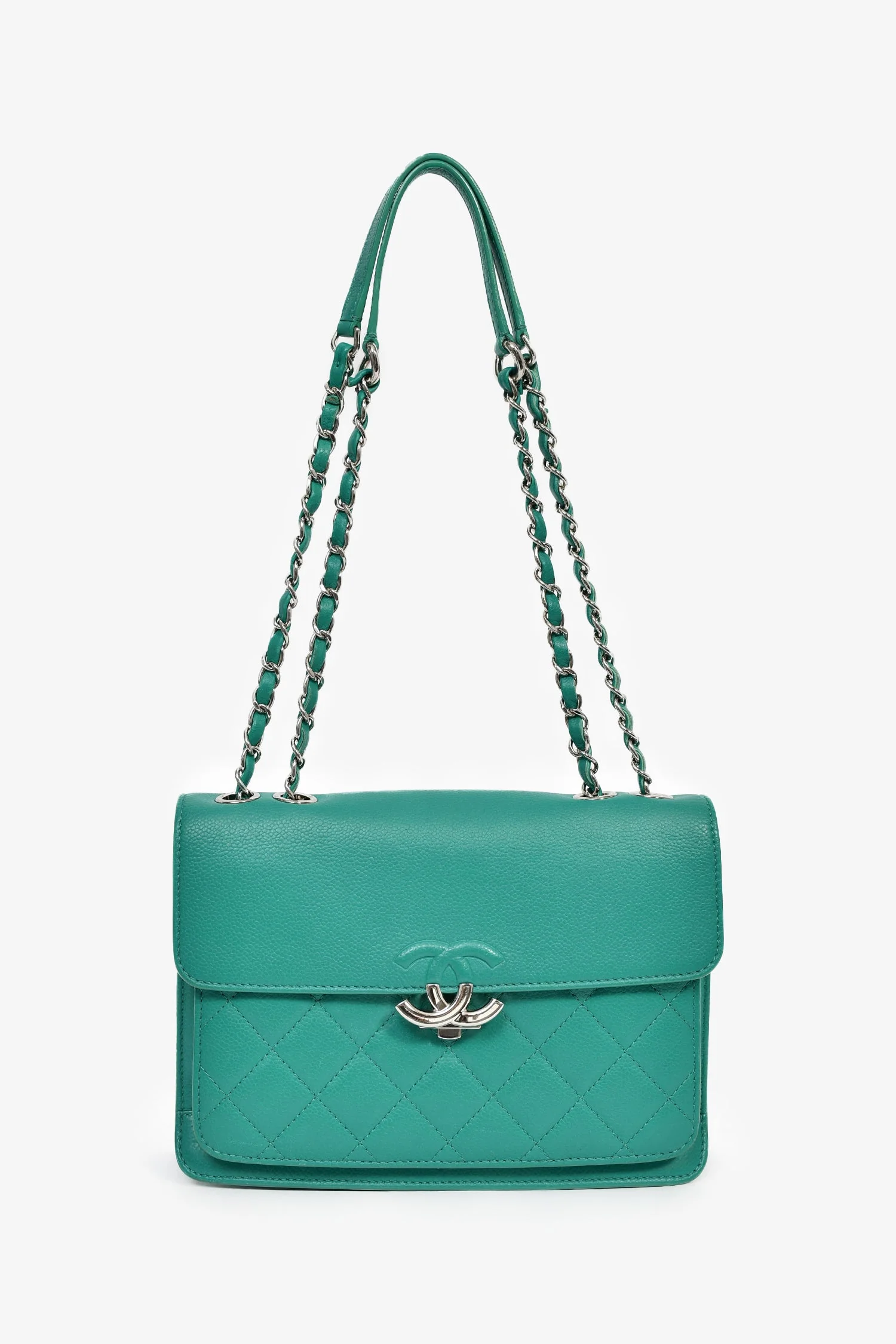 Pre-Loved Chanel™ 2017 Green Leather CC Urban Companion Flap Bag - Image 7