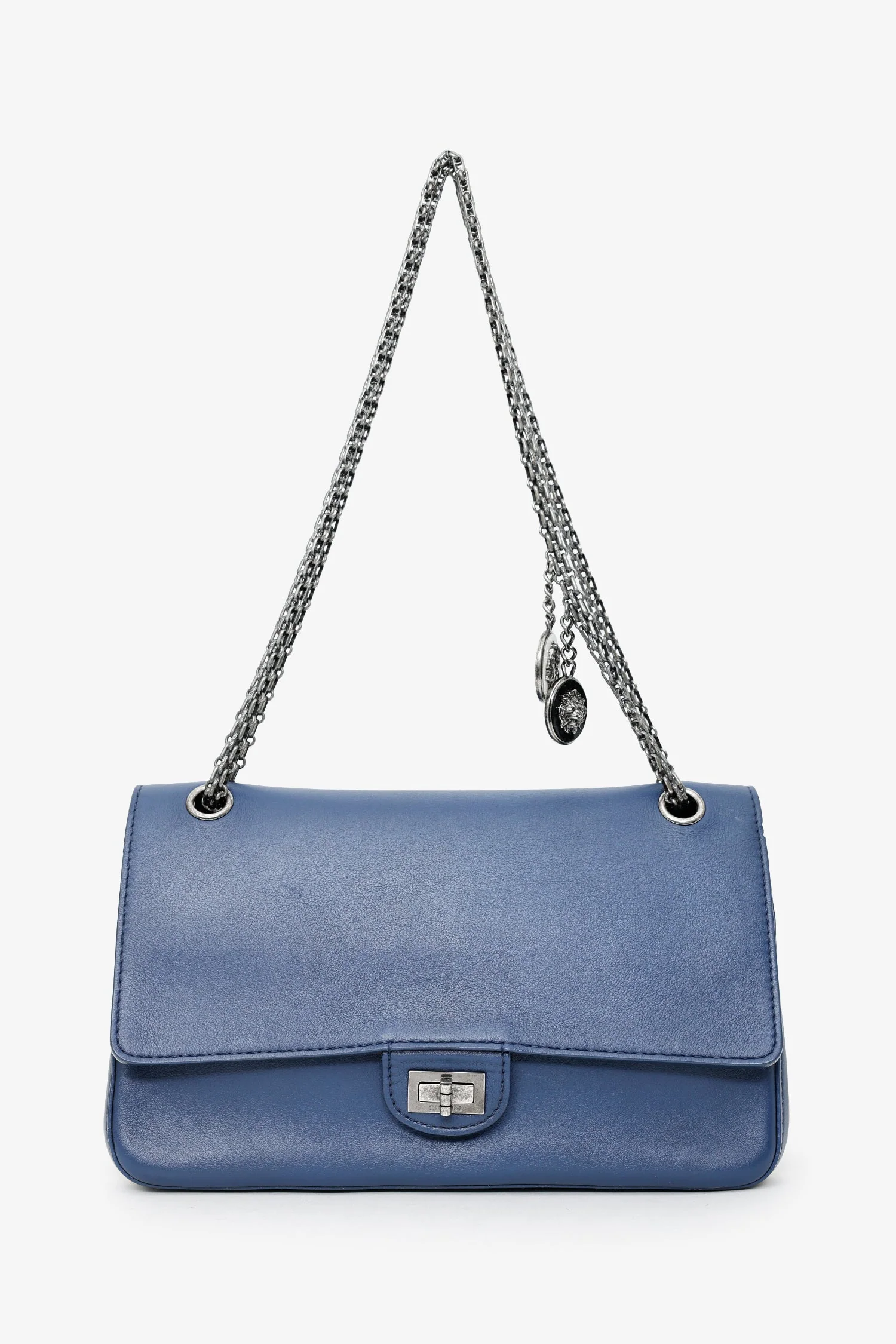 Pre-Loved Chanel™ 2017 Navy Leather Medallion Charm Reissue 2.55 Shoulder Bag - Image 7