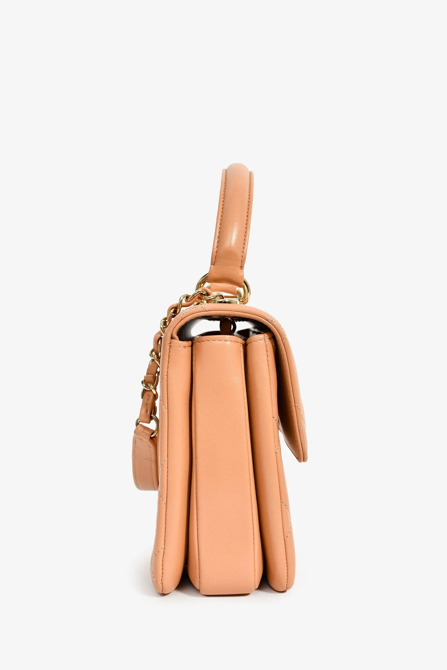 Pre-Loved Chanel™ 2017 Tan Lambskin Leather Small 'Trendy' Bag - Image 3