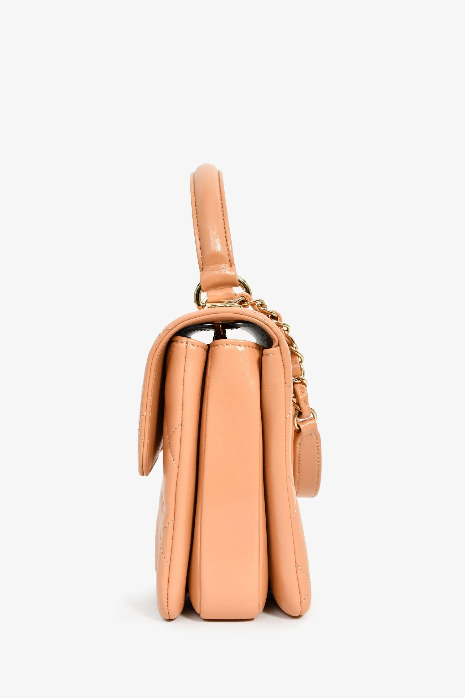 Pre-Loved Chanel™ 2017 Tan Lambskin Leather Small 'Trendy' Bag - Image 4