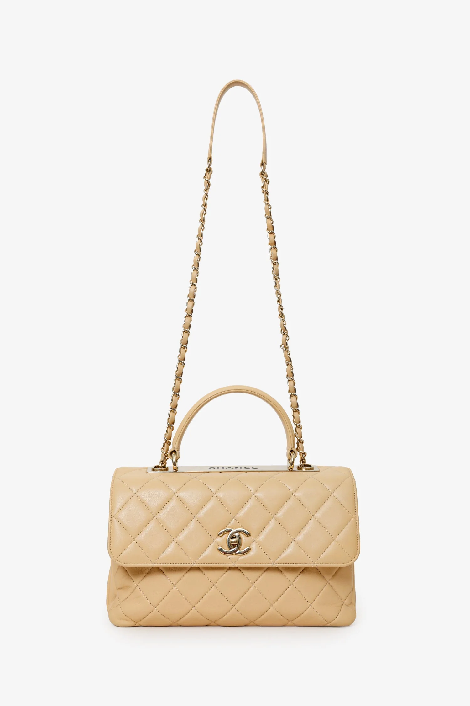 Pre-Loved Chanel™ 2018-19 Beige Quilted Lambskin Medium Trendy CC Top Handle Bag - Image 6