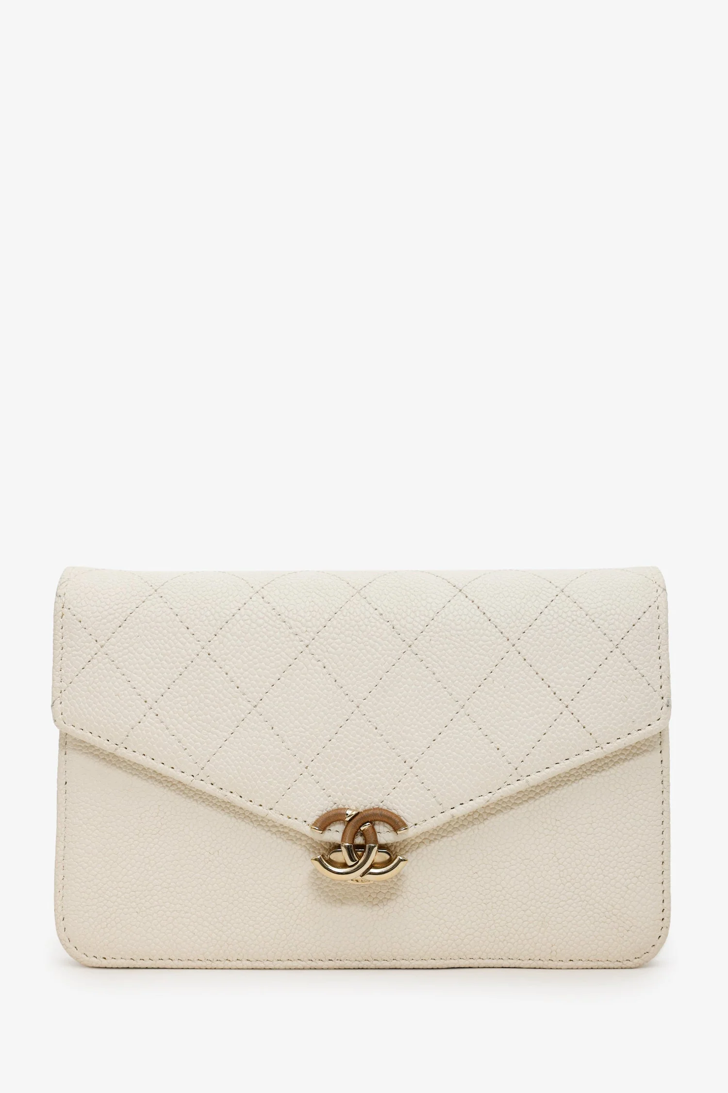 Pre-Loved Chanel™ 2018 Beige Caviar Leather Cuba Wallet On Chain