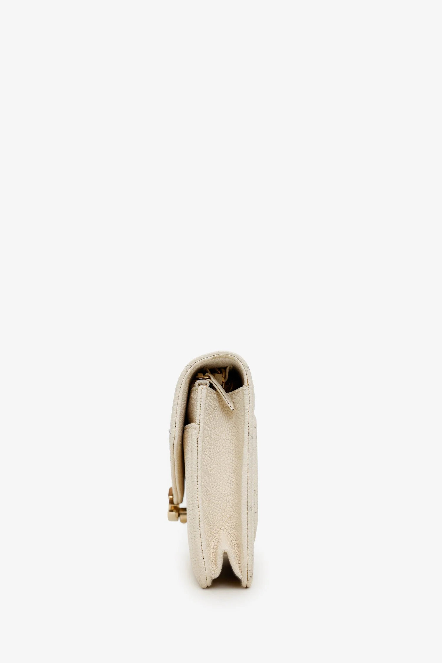 Pre-Loved Chanel™ 2018 Beige Caviar Leather Cuba Wallet On Chain - Image 4