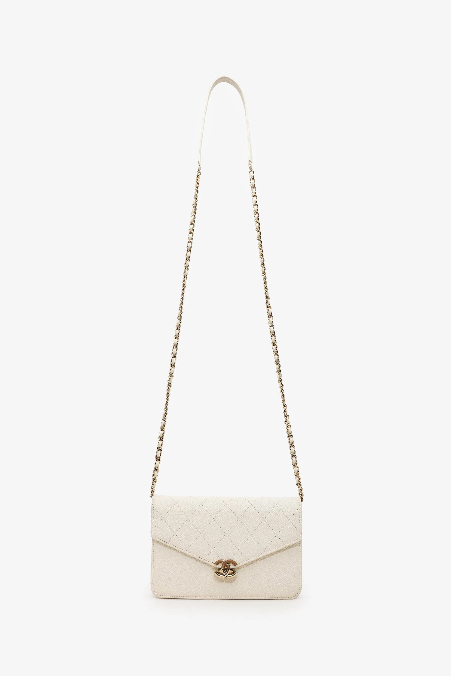 Pre-Loved Chanel™ 2018 Beige Caviar Leather Cuba Wallet On Chain - Image 6