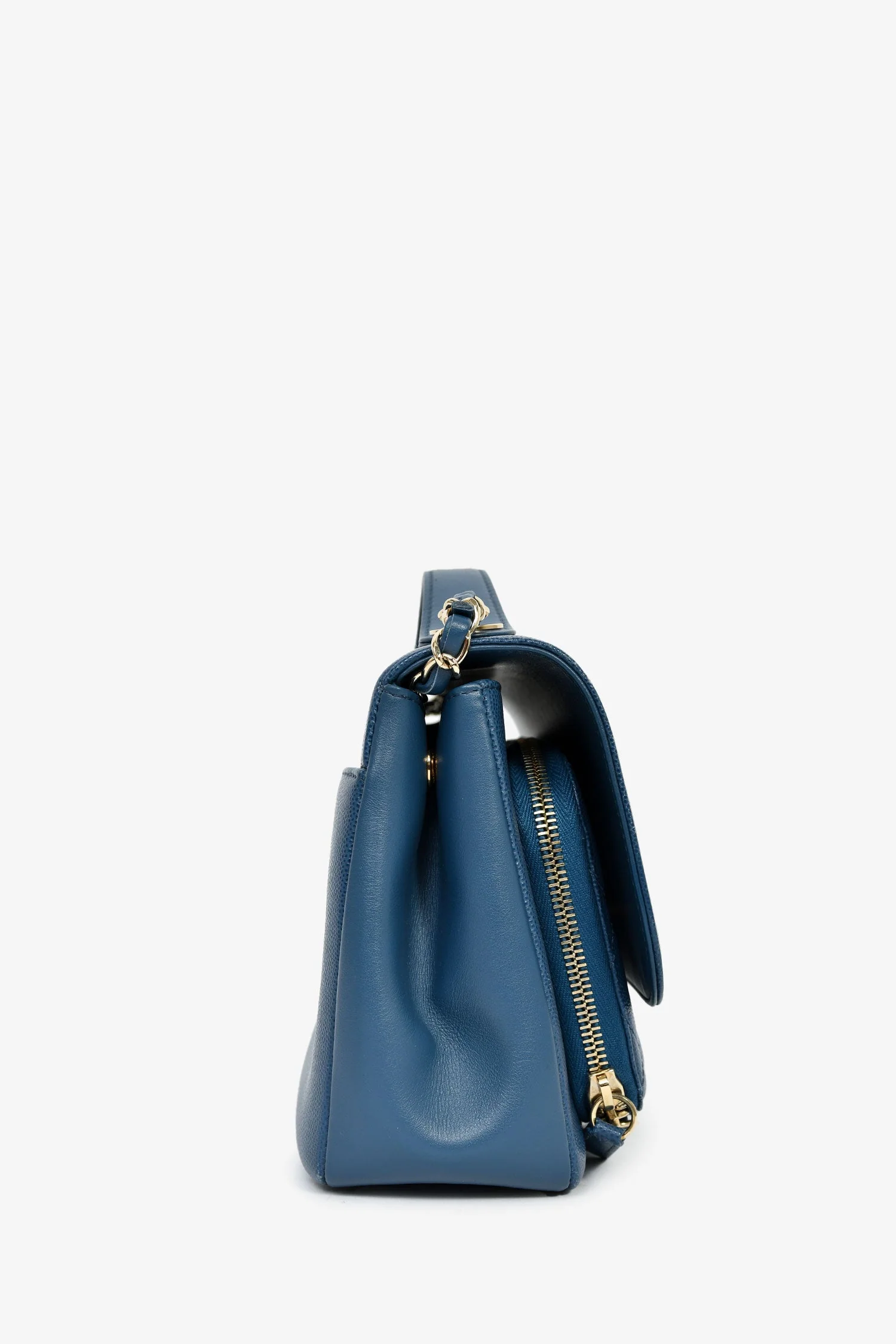 Pre-Loved Chanel™ 2018 Blue Caviar Leather Business Affinity Top Handle Bag - Image 3