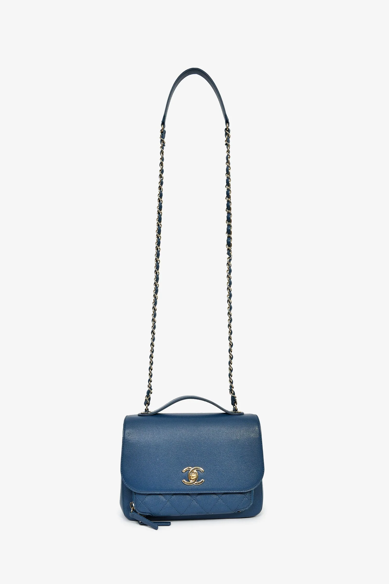 Pre-Loved Chanel™ 2018 Blue Caviar Leather Business Affinity Top Handle Bag - Image 7