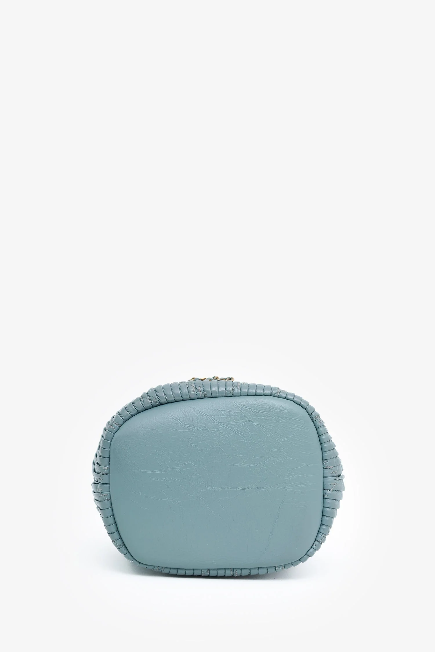 Pre-Loved Chanel™ 2018 Blue Leather Paris-Greece Small Coco Pleats Bucket Bag - Image 5