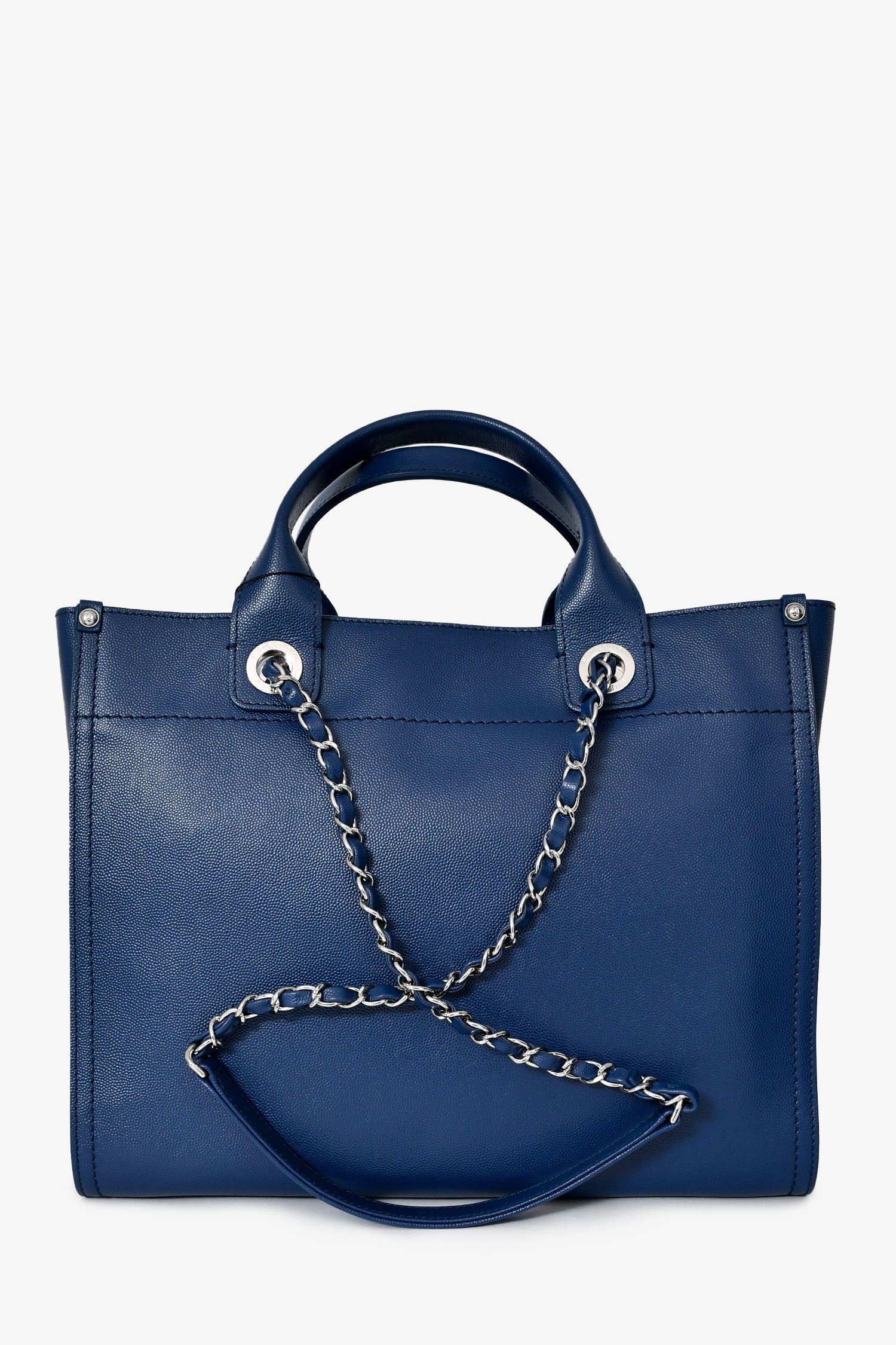 Chanel™ 2018 Navy Blue Caviar New Small Deauville Tote (Pre-Loved) - Image 2