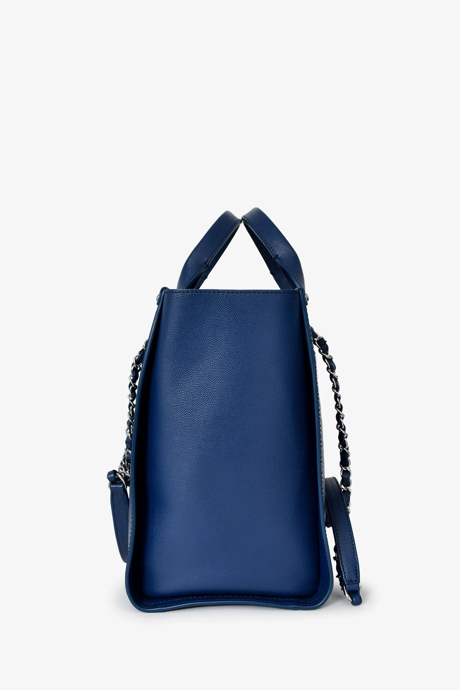 Chanel™ 2018 Navy Blue Caviar New Small Deauville Tote (Pre-Loved) - Image 3