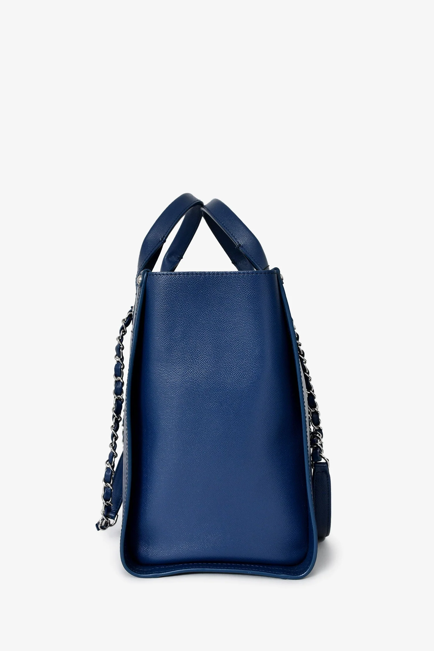Chanel™ 2018 Navy Blue Caviar New Small Deauville Tote (Pre-Loved) - Image 4