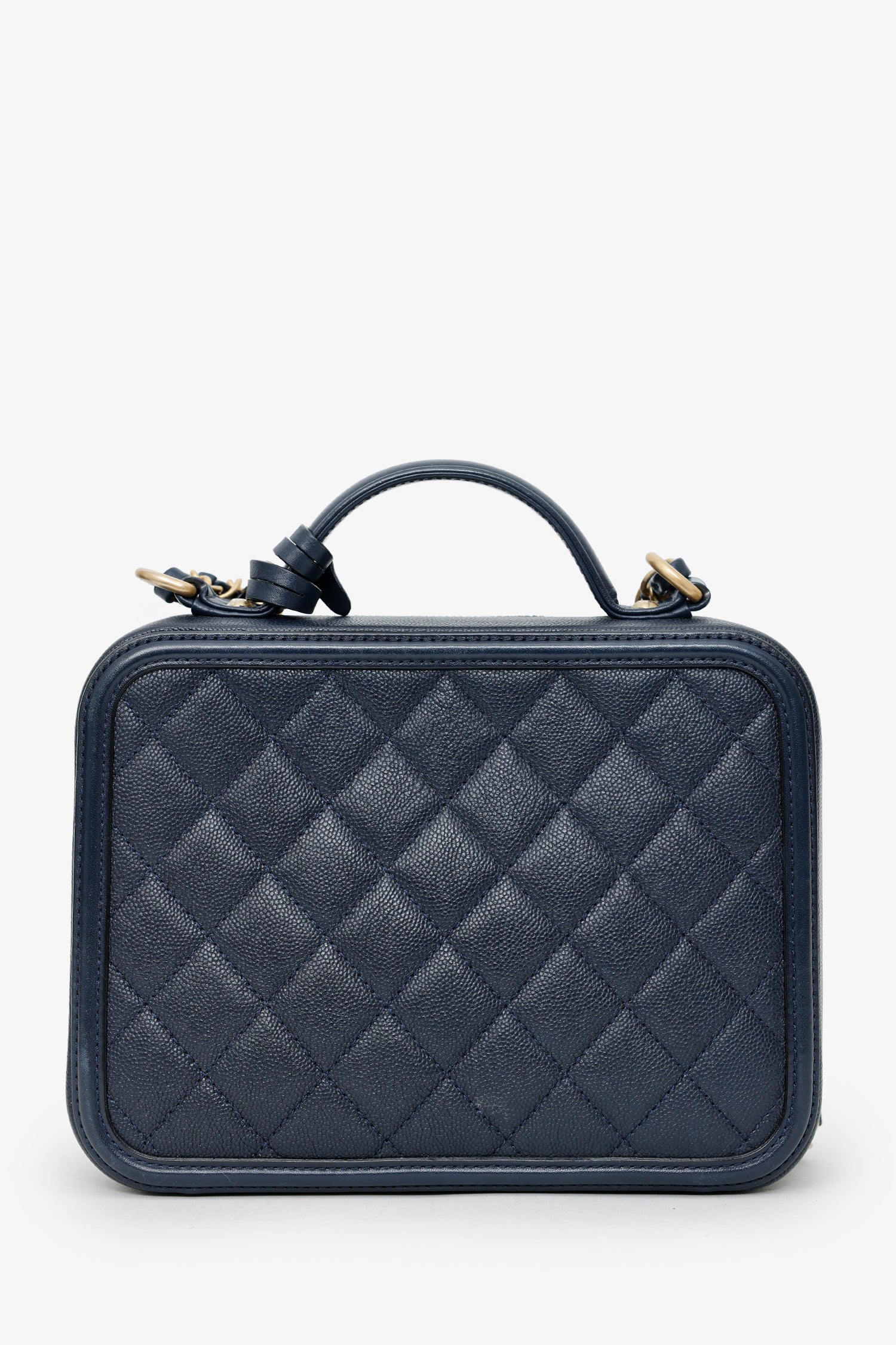 Pre-Loved Chanel™ 2018 Navy Caviar Medium Filigree Vanity Case Bag - Image 2