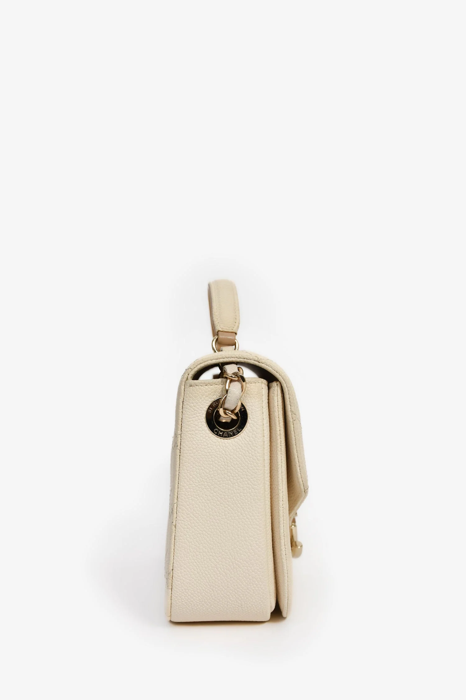 Pre-Loved Chanel™ 2018 Paris-Cuba Beige Caviar Leather Thread Around Flap Bag - Image 3
