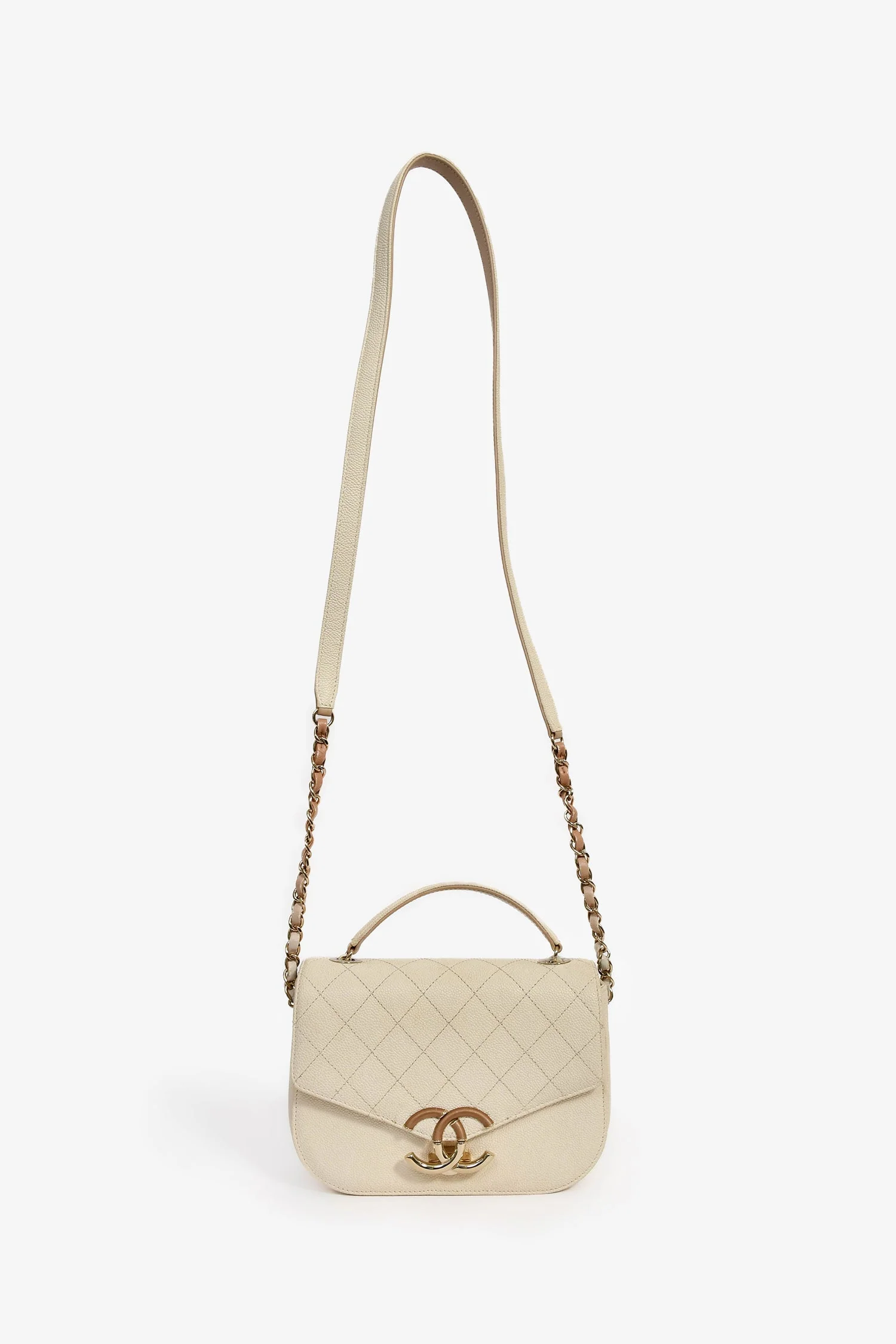 Pre-Loved Chanel™ 2018 Paris-Cuba Beige Caviar Leather Thread Around Flap Bag - Image 8