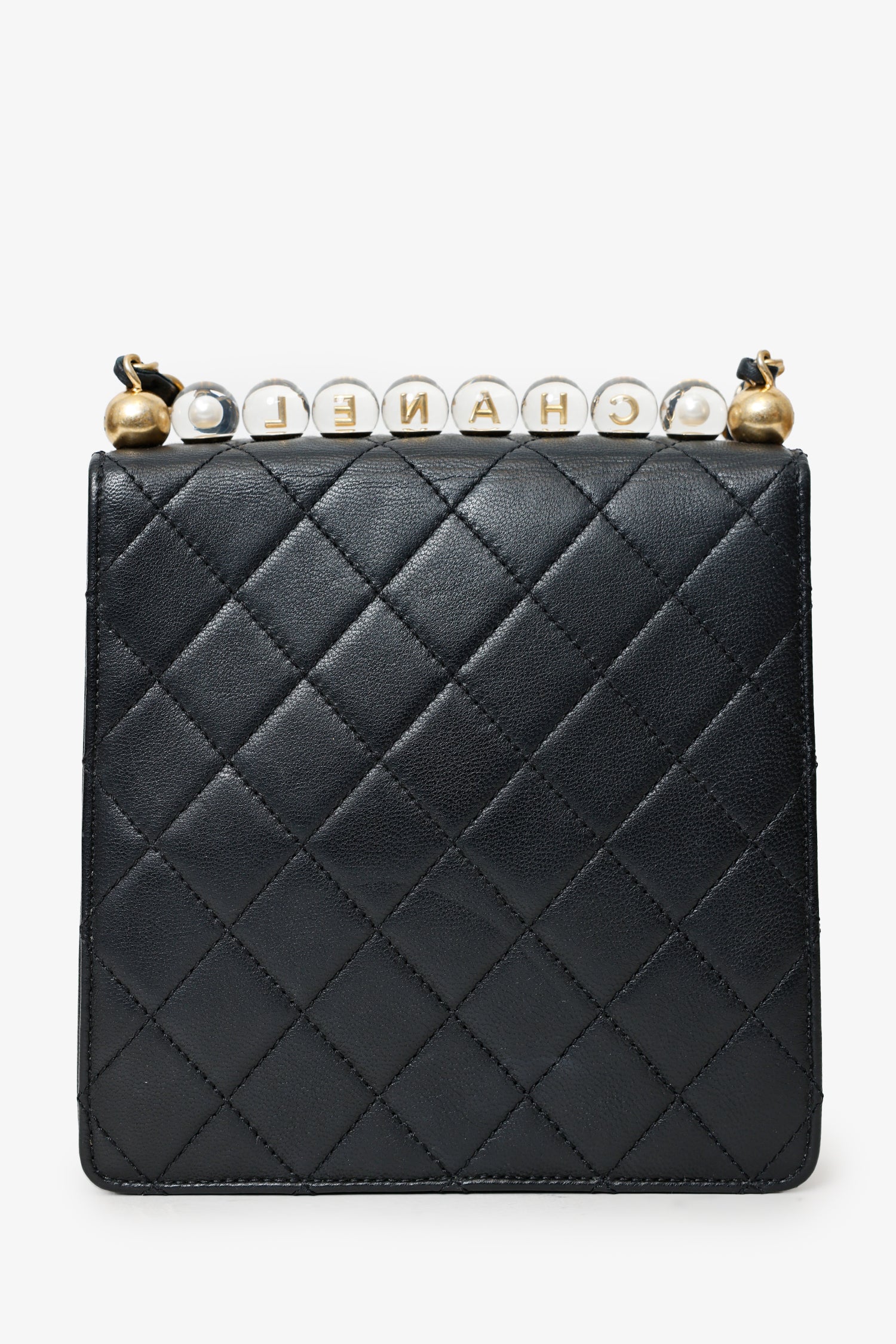 Pre-Loved Chanel™  2019-20 Black Quilted Goatskin Mini Chic Pearls Flap Bag - Image 3