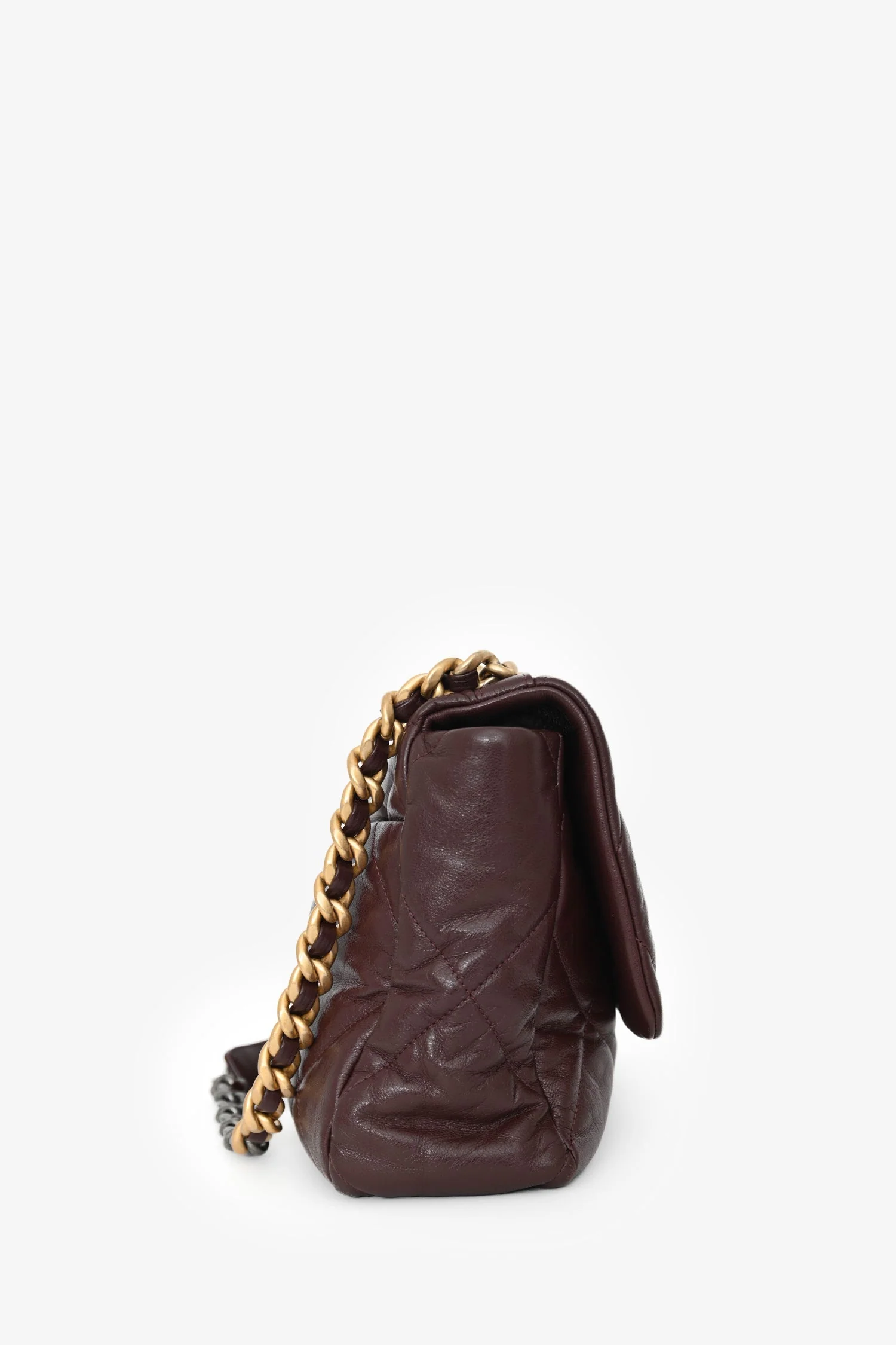 Pre-Loved Chanel™ 2019-20 Burgundy Leather Large 19 Flap Chain Bag - Image 3