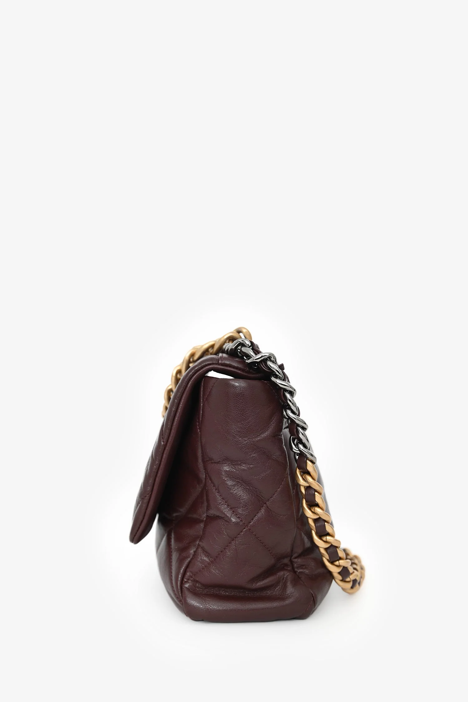 Pre-Loved Chanel™ 2019-20 Burgundy Leather Large 19 Flap Chain Bag - Image 4