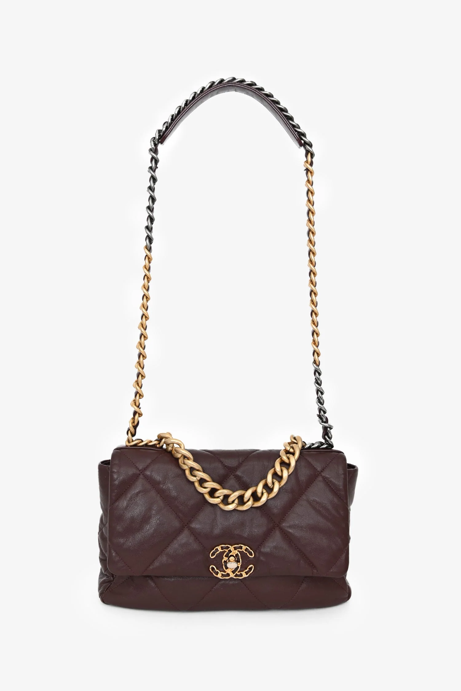 Pre-Loved Chanel™ 2019-20 Burgundy Leather Large 19 Flap Chain Bag - Image 7