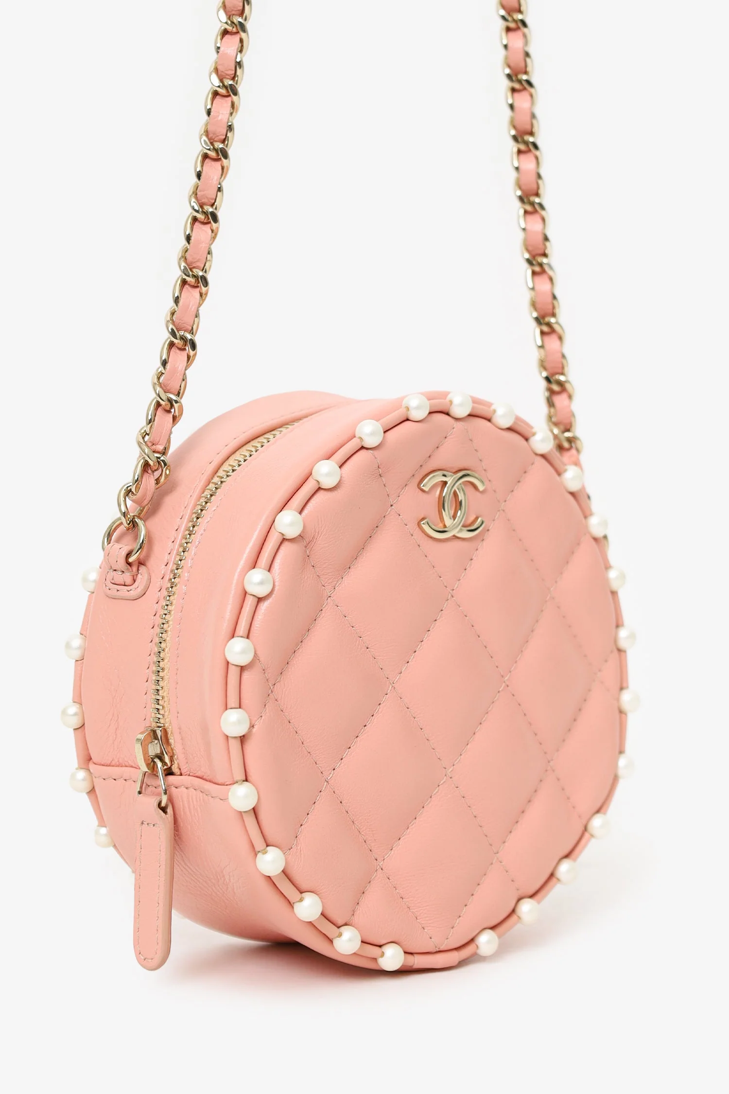 Chanel™ 2019-20 Pink Pearl Round Crossbody Bag - Image 2
