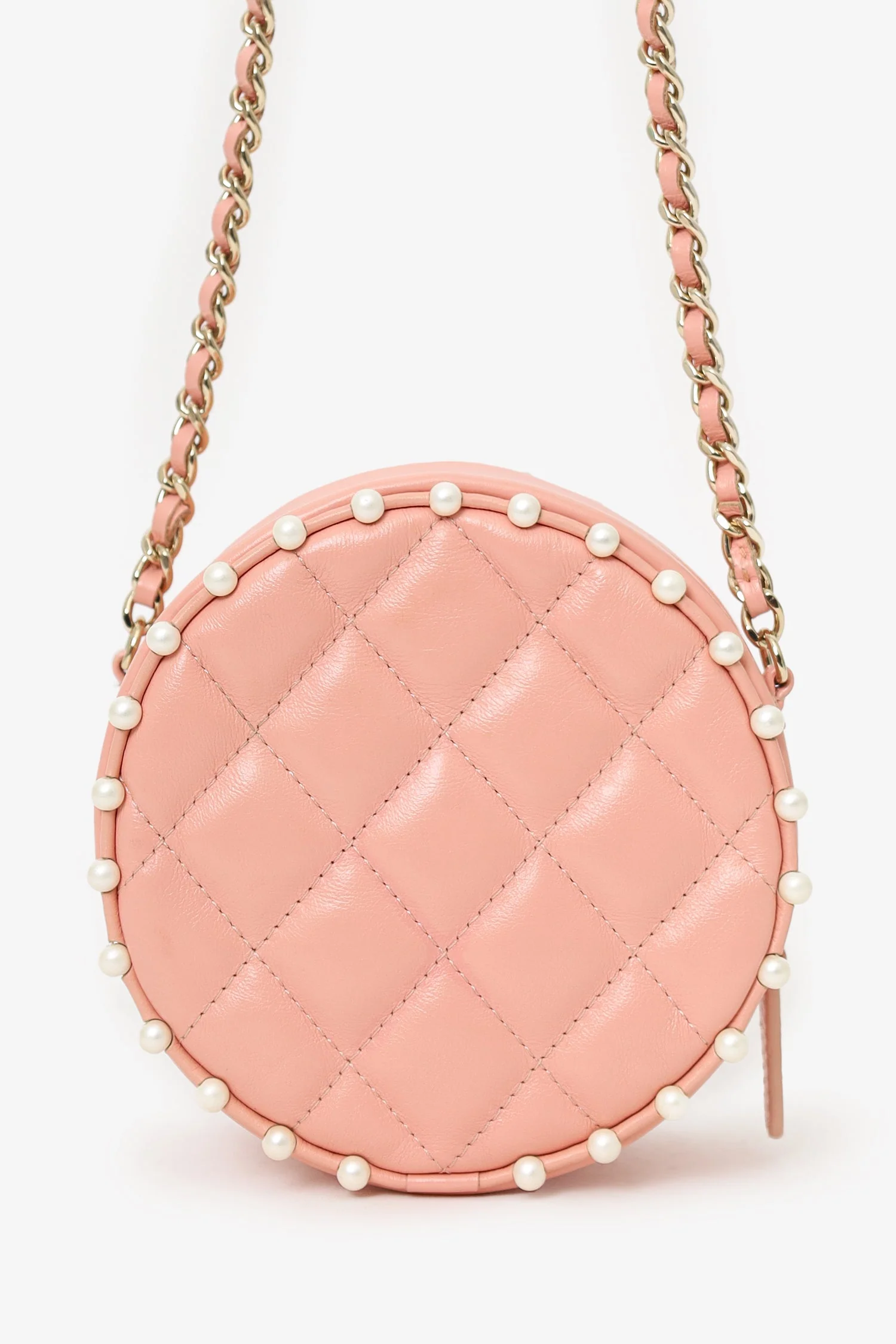 Chanel™ 2019-20 Pink Pearl Round Crossbody Bag - Image 3