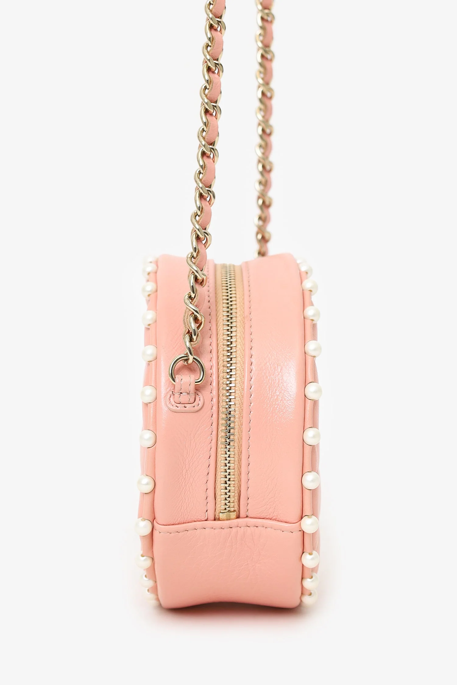 Chanel™ 2019-20 Pink Pearl Round Crossbody Bag - Image 5