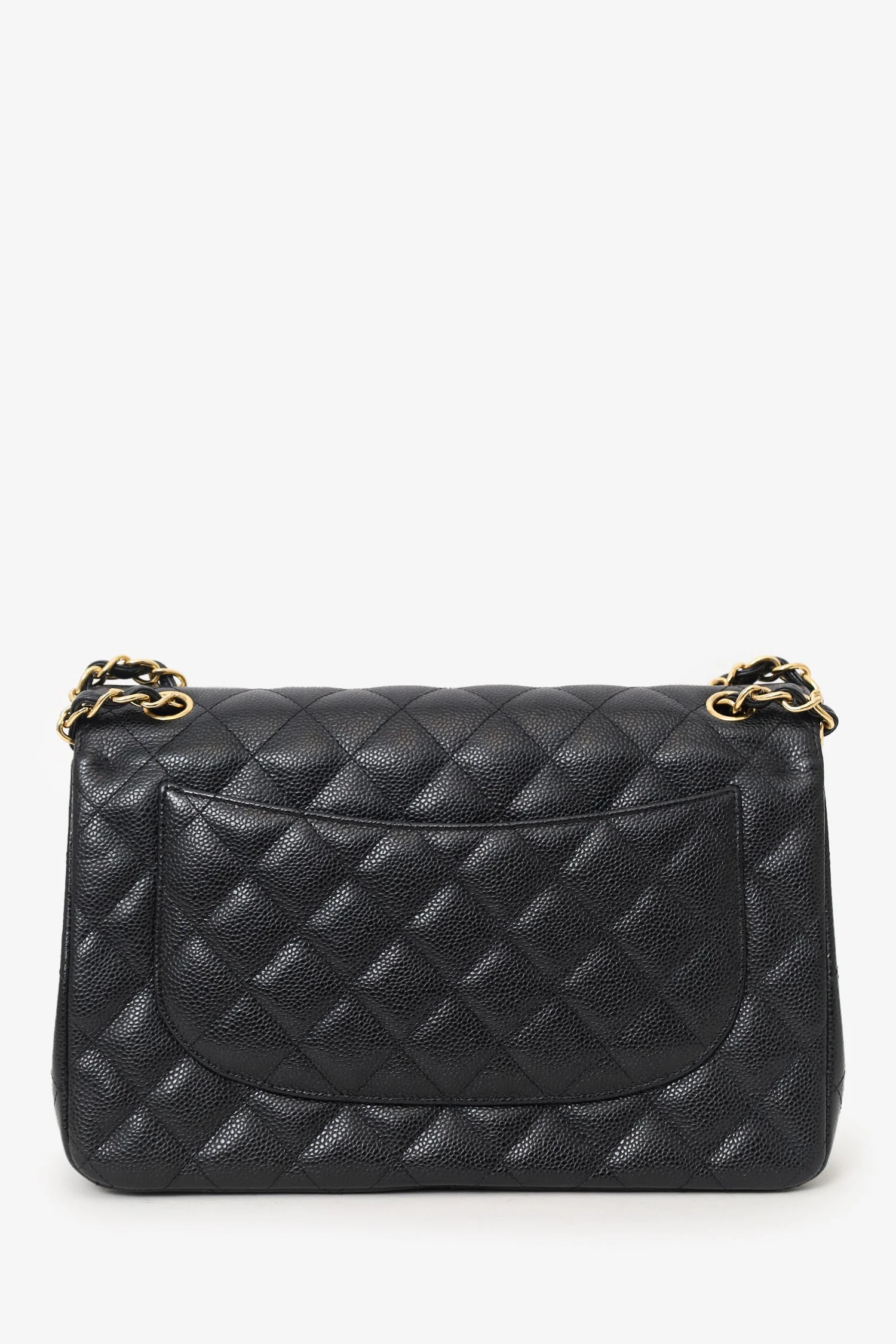 Pre-Loved Chanel™ 2019 Black Caviar Leather Jumbo Double Flap Should Bag - Image 3