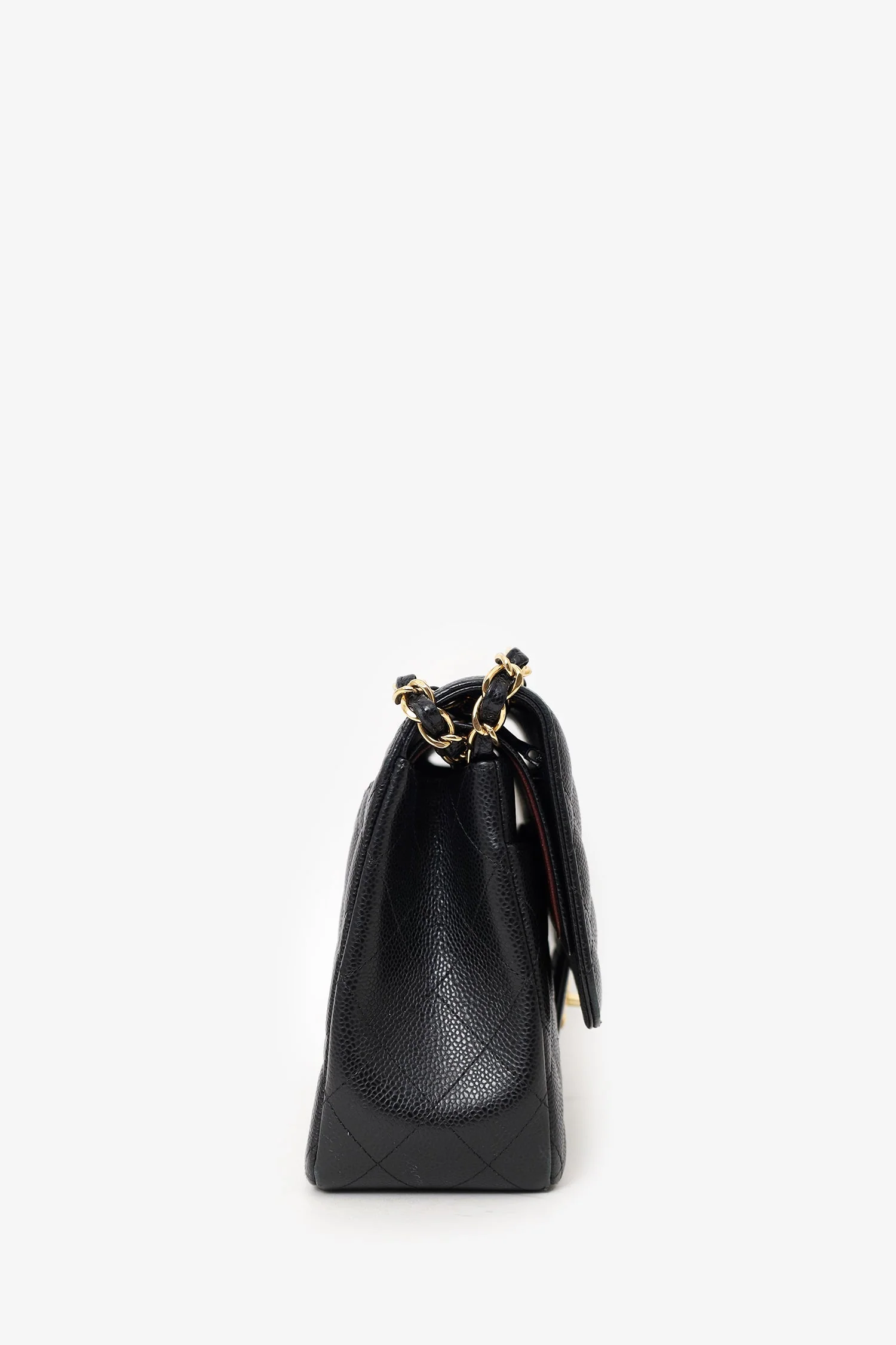 Pre-Loved Chanel™ 2019 Black Caviar Leather Jumbo Double Flap Should Bag - Image 4