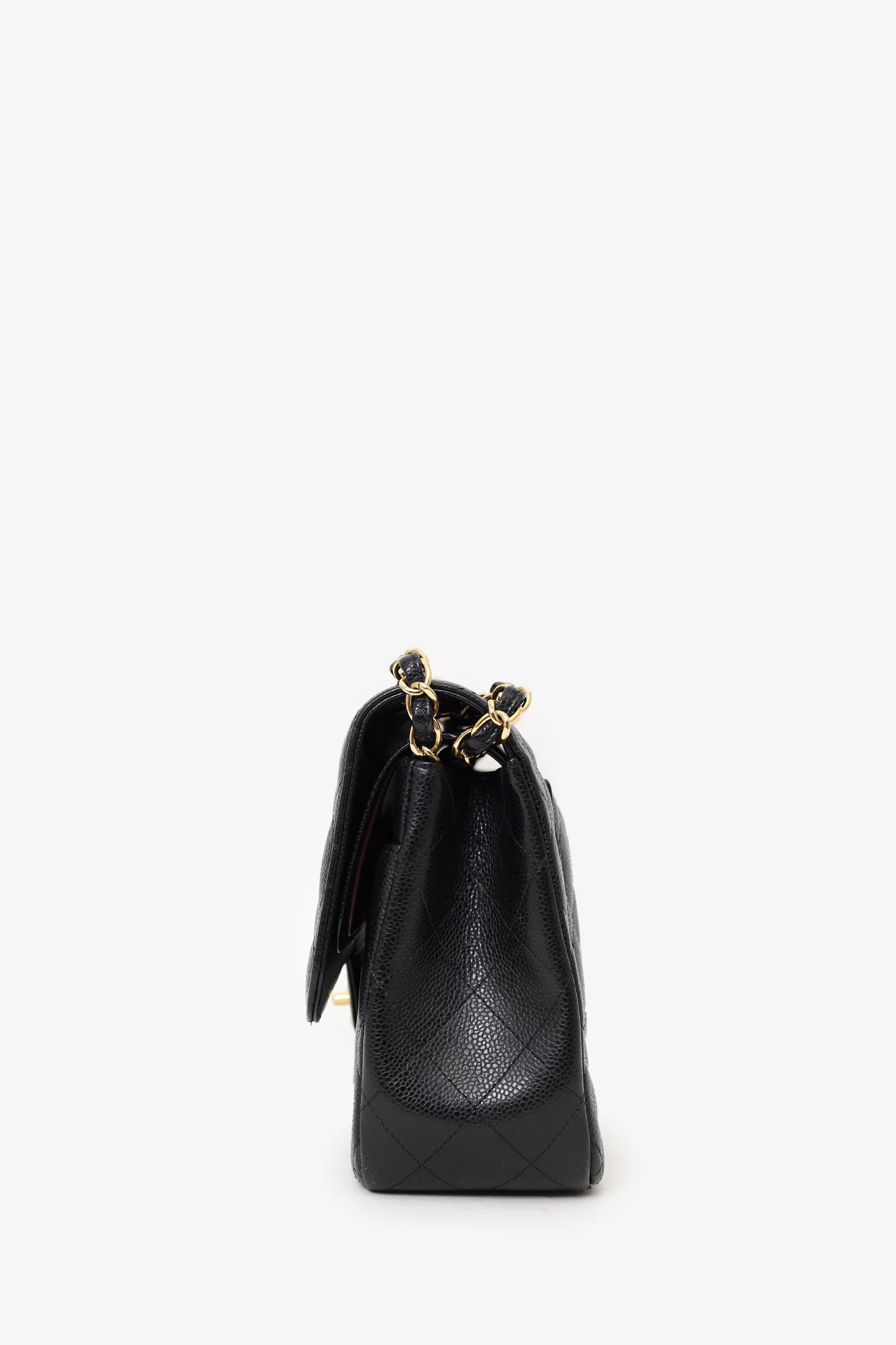 Pre-Loved Chanel™ 2019 Black Caviar Leather Jumbo Double Flap Should Bag - Image 5